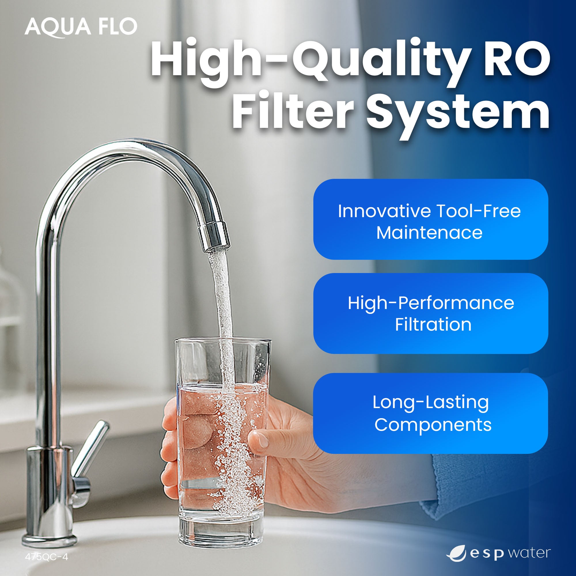 Aqua Flo 475QC - 4 4 - Stage 75 GPD Quick Change RO System 20010023 - ESP Water