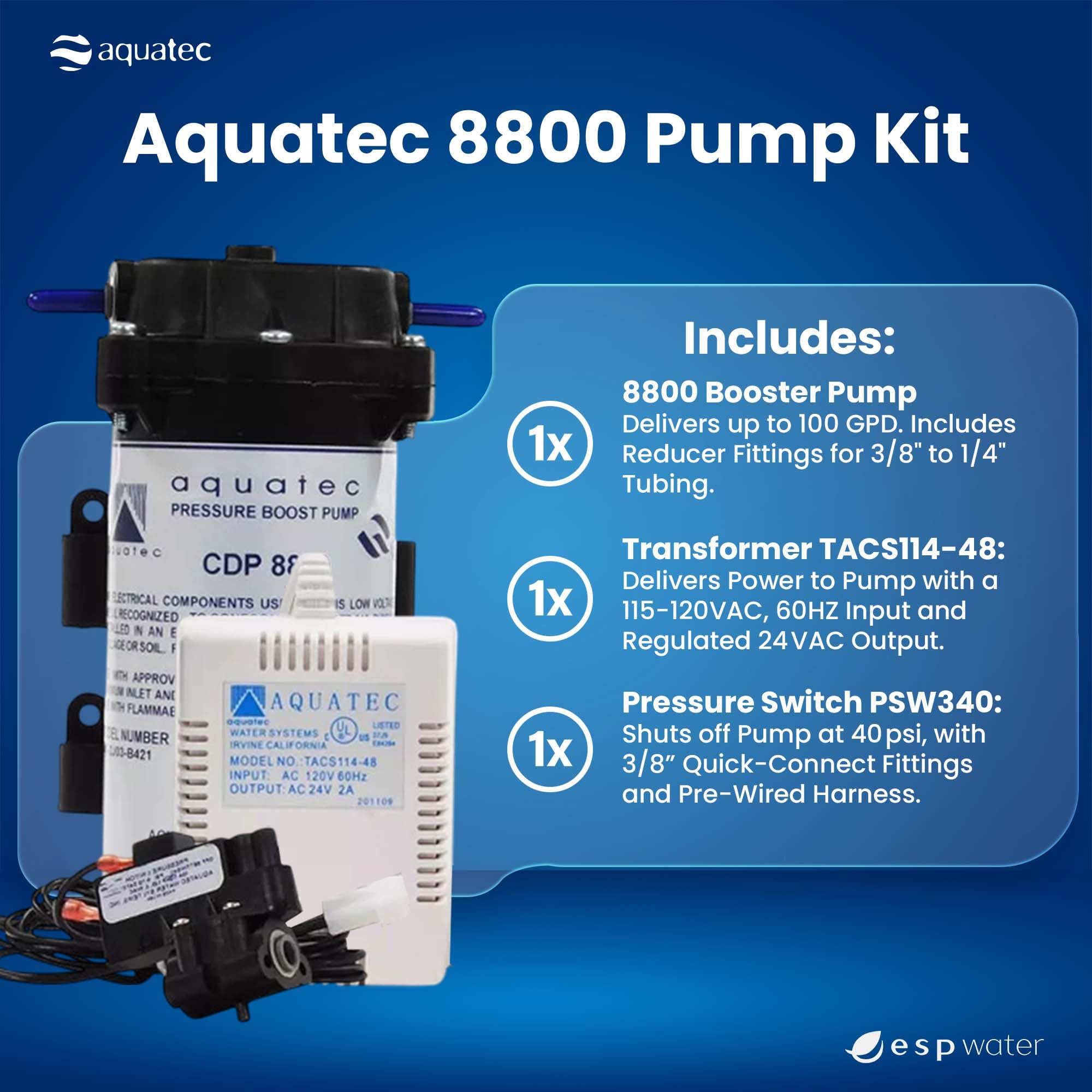 Aquatec Booster Pump 8800 Kit Includes