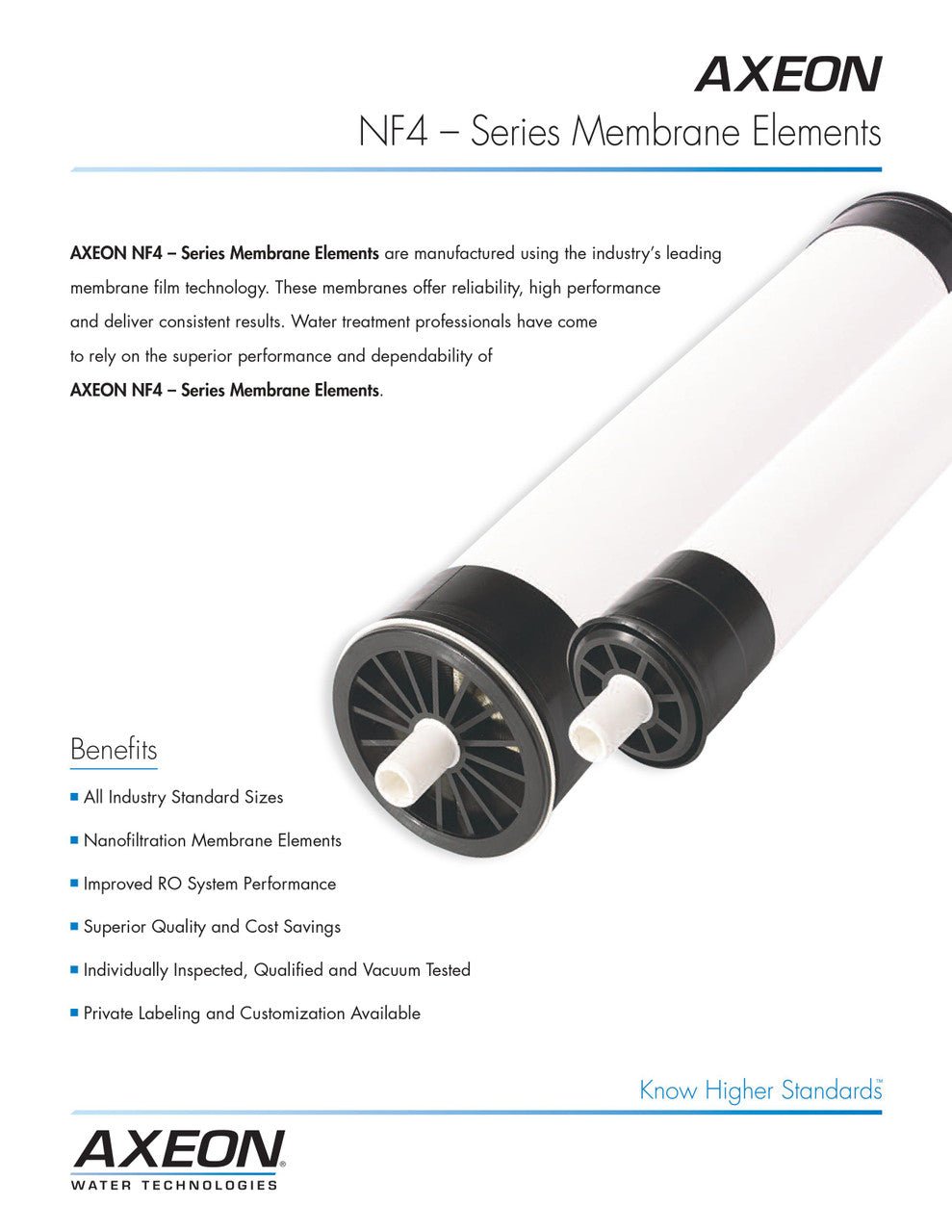 AXEON NF4 - 2521 RO Membrane 250 GPD, 70 PSI, 2.5"x21", 200408 200408 - ESP Water