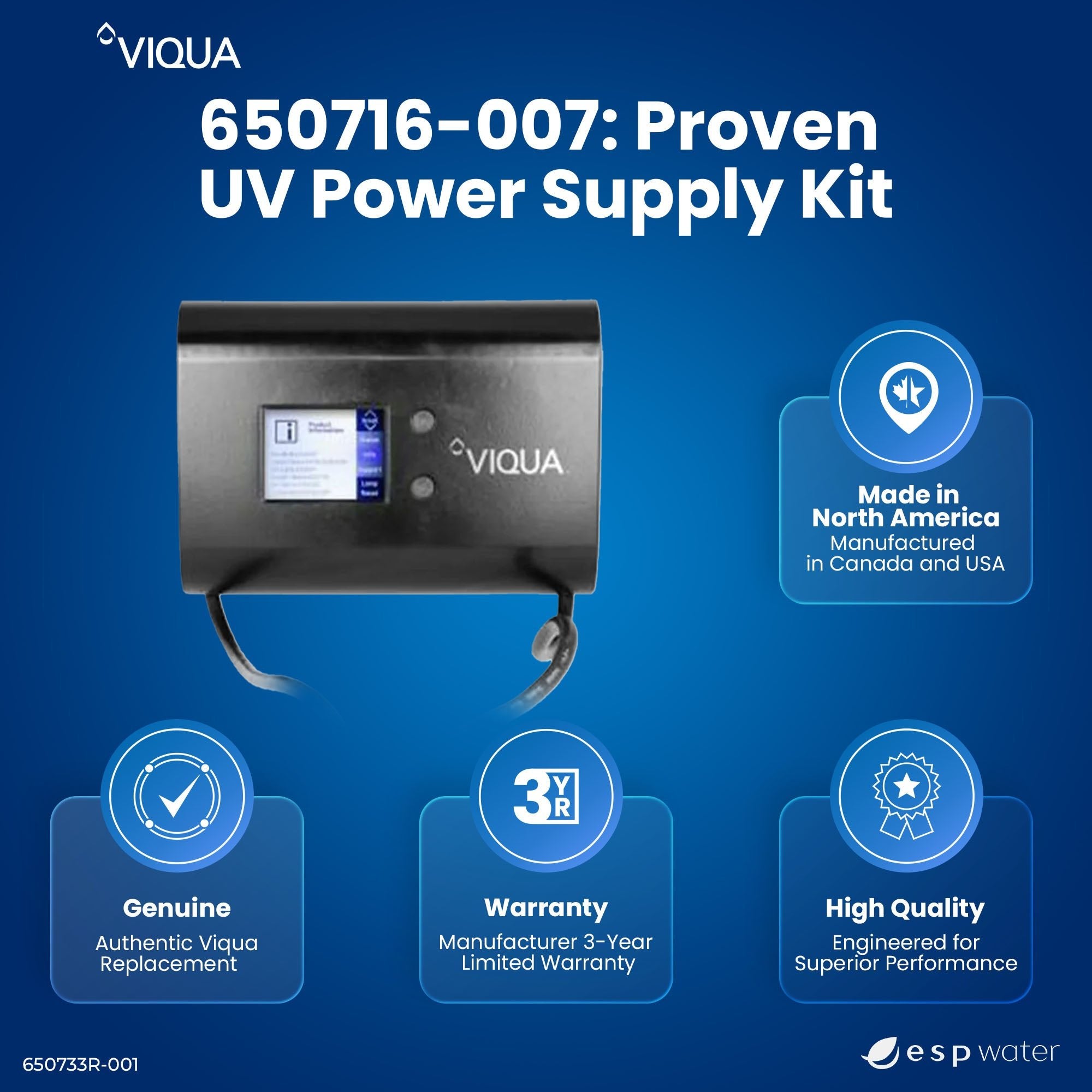 Genuine VIQUA 650733R-001 replacement controller for compatible D4, E4 and F4 Series UV systems