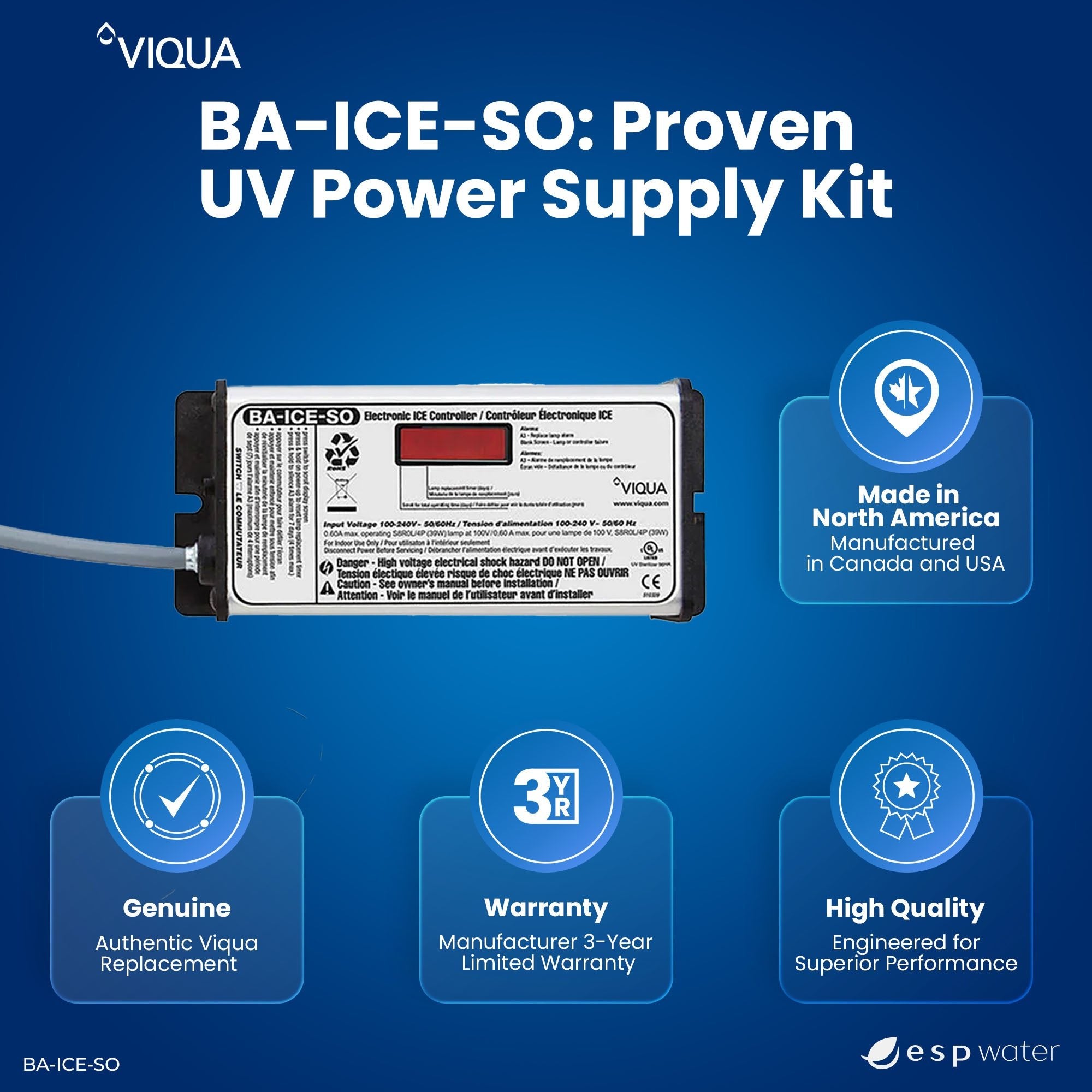 VIQUA BA - ICE - SO UV Ozone Controller for S2Q - OZ and S8Q - OZ BA-ICE-SO - ESP Water