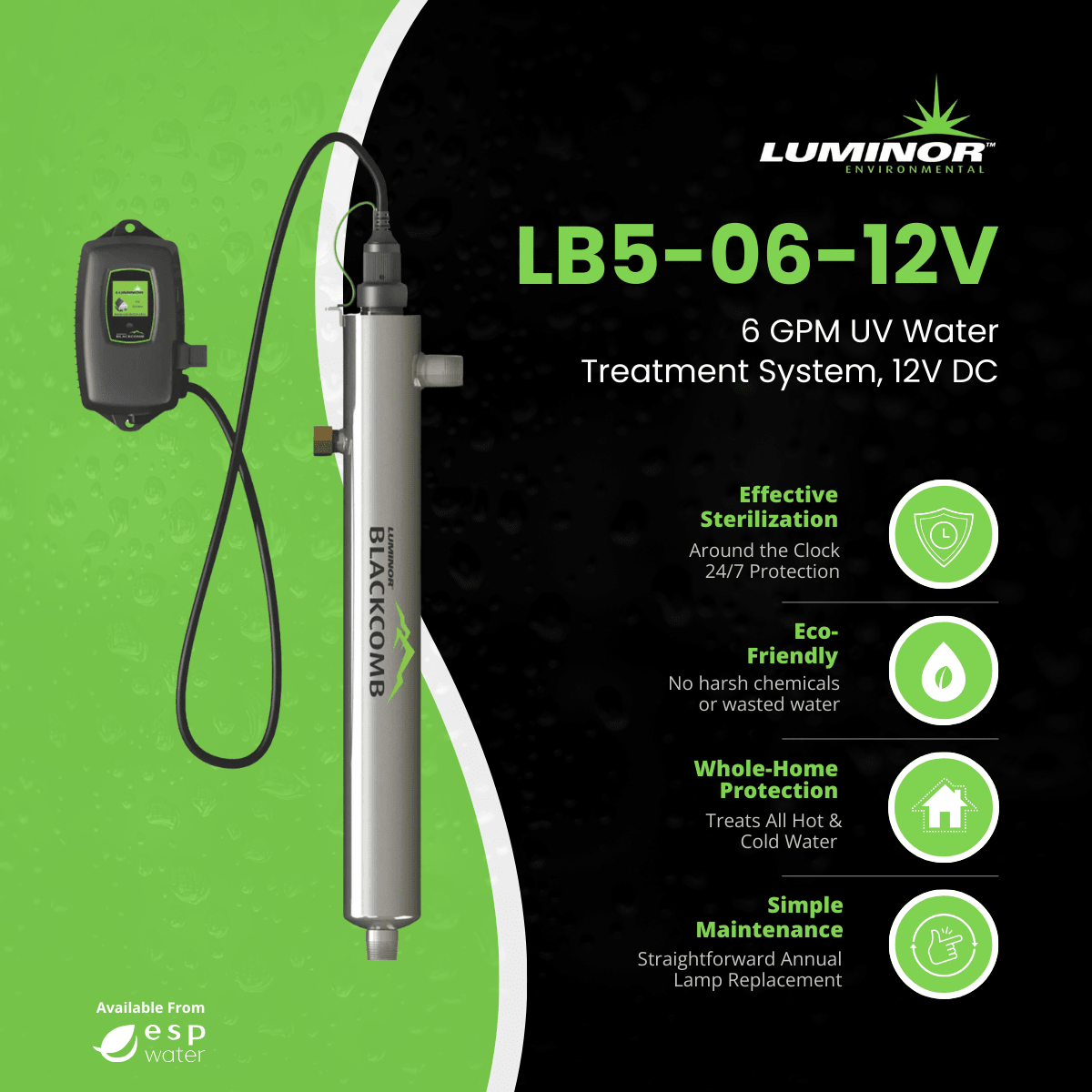 LUMINOR LB5-06-12V 6 GPM low-voltage UV system benefits