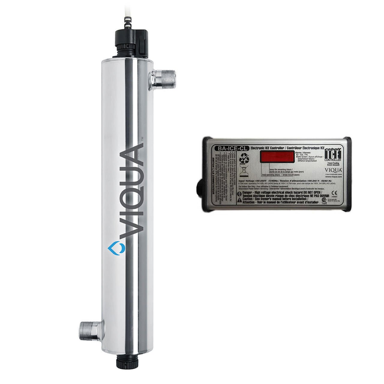 VIQUA VH410 whole-home UV water treatment system, 18 GPM, with 3/4-inch and 1-inch NPT connections