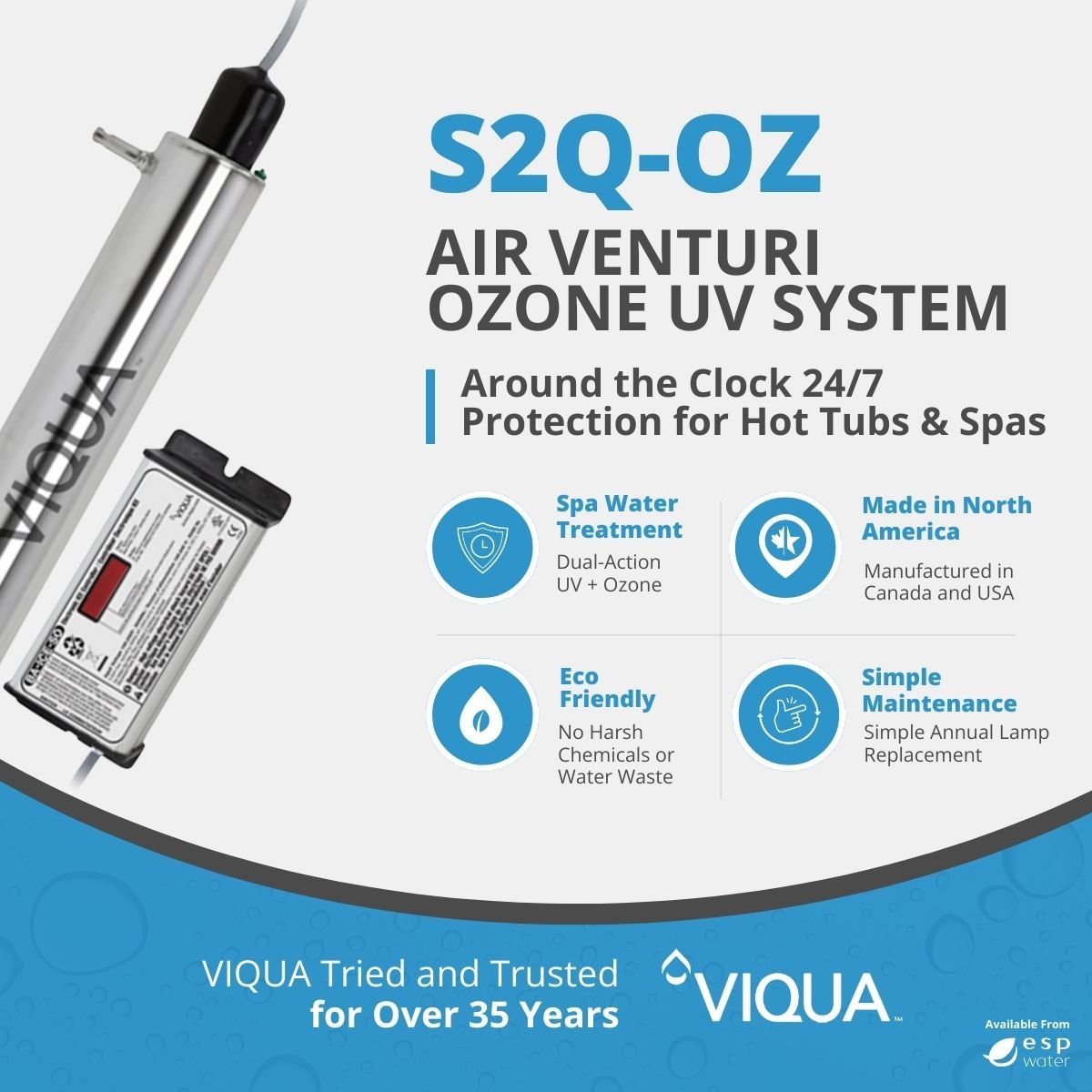 VIQUA S2Q - OZ Ozone System with Air Venturi 3/8" Connection S2Q-OZ - ESP Water