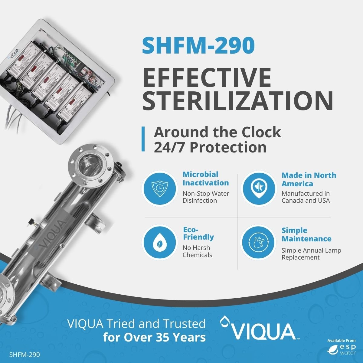 VIQUA SHFM - 290 UV System with Sensor 290 GPM 4" Flange SHFM-290 - ESP Water