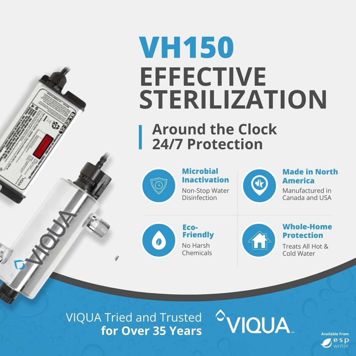 VIQUA VH150 UV system benefits for small-home and light-commercial point-of-entry water treatment