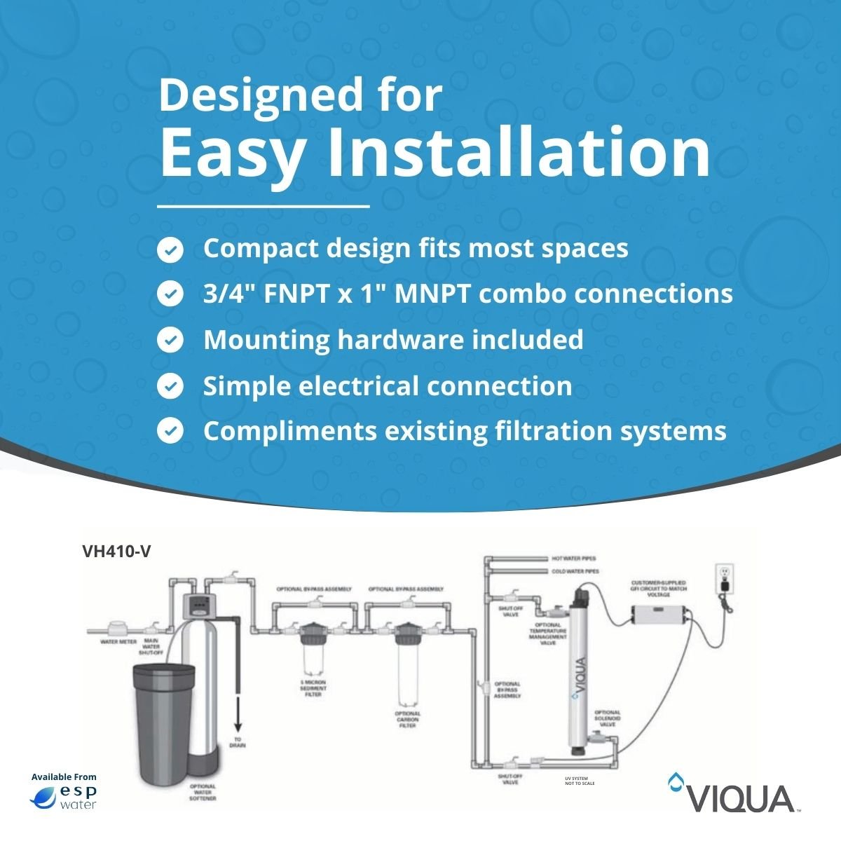 VIQUA VH410 - V UV System, NSF 55 Class B, 14 GPM VH410-V - ESP Water