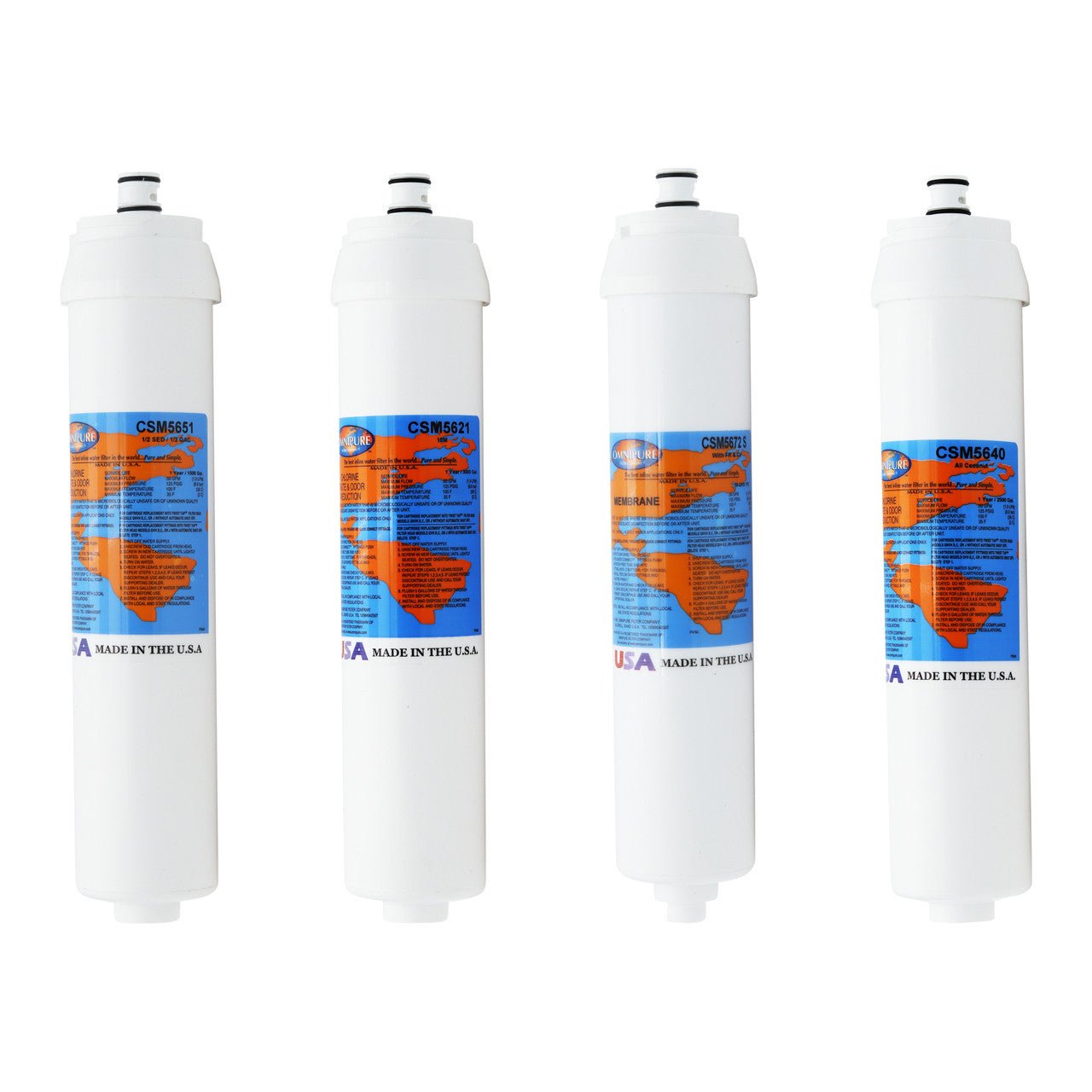 Water Factory and 3M SQC4 compatible replacement filter kit with 50 GPD reverse osmosis membrane