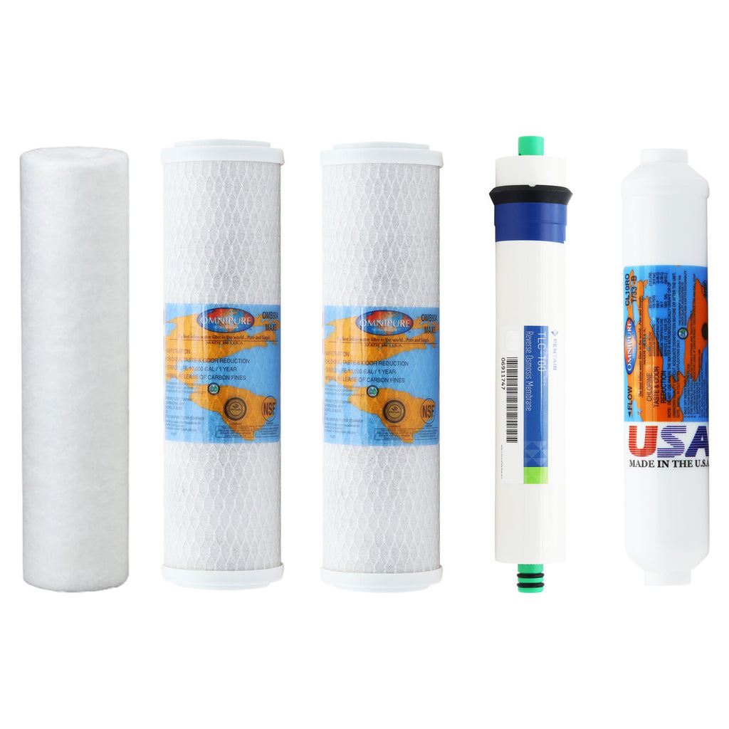 1-Year Replacement Filter Kit with Membrane for PuROLine PL50T100 Reverse Osmosis System YSM-PL50T100