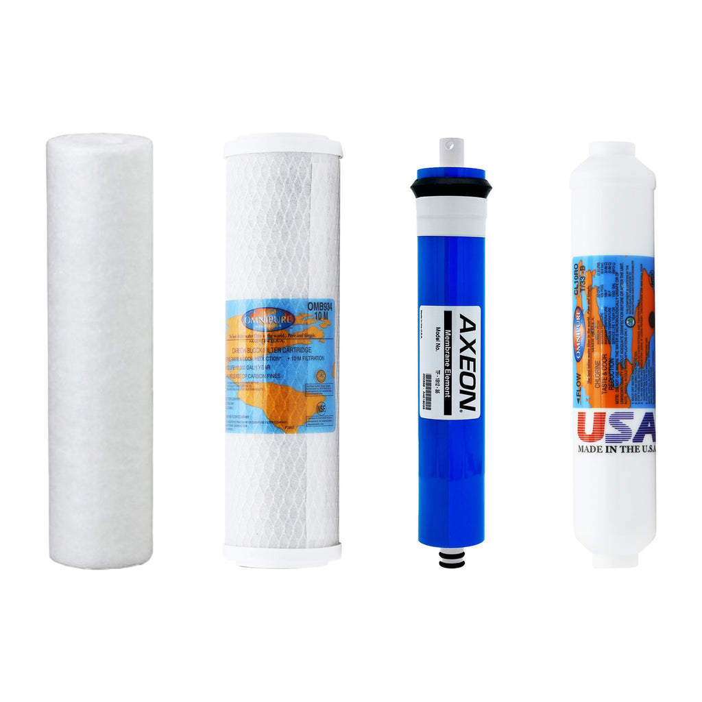 Vertex PT 4.0 Reverse Osmosis Filter Replacement Kit with Membrane for 4-Stage PT-4.0, PT-4.0/P, and PT-4.0/PP Reverse Osmosis System YSM-VERPT40