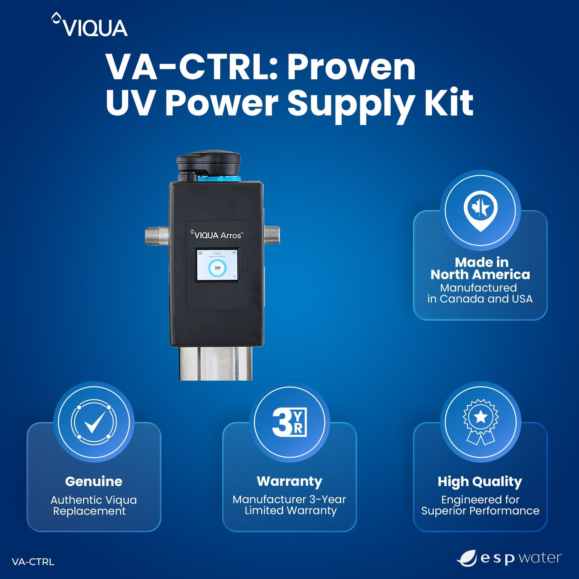 Genuine VIQUA VA-CTRL replacement ARROS controller with manufacturer warranty information