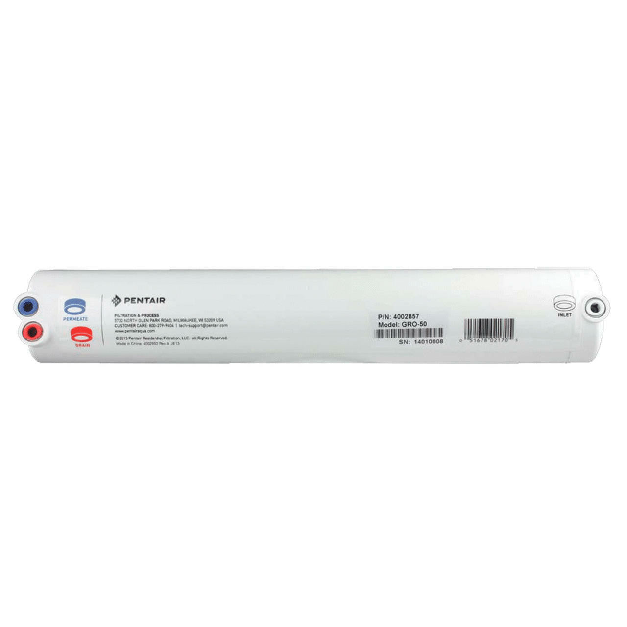 Pentair Pentair GRO-50EN 50 GPD High Efficiency RO Membrane without Drain Line Flow Control 4002574 4002574