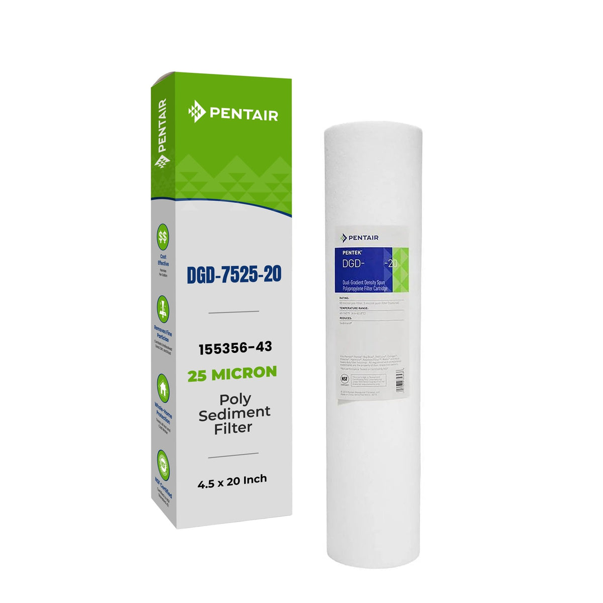 Pentair DGD-7525-20 Poly Sediment Filter 25 Micron 4.5