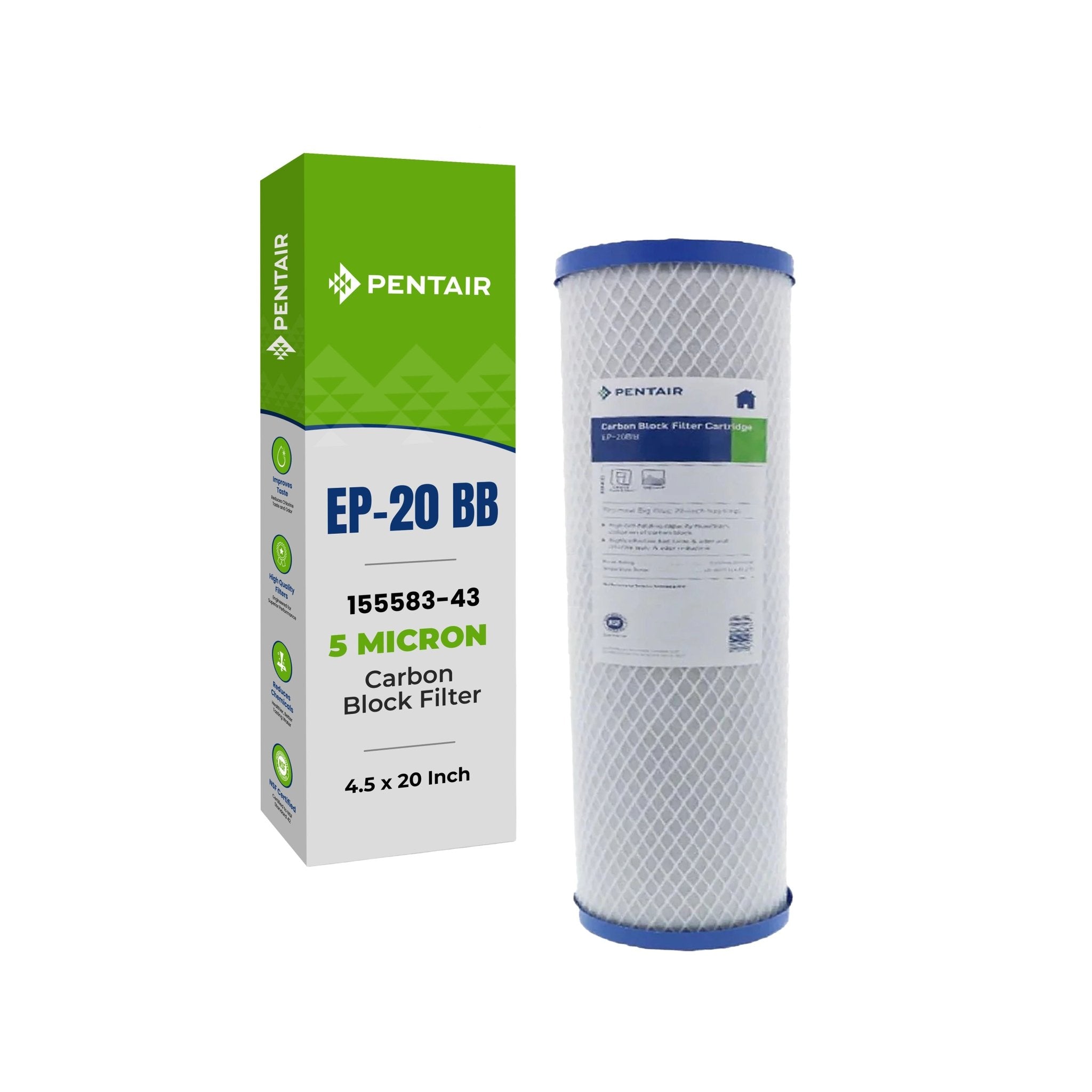 Pentair EP - 20 BB Carbon Briquette Filter 5 Mic 4.5" x 20" 155583 - 43 155583-43 - ESP Water