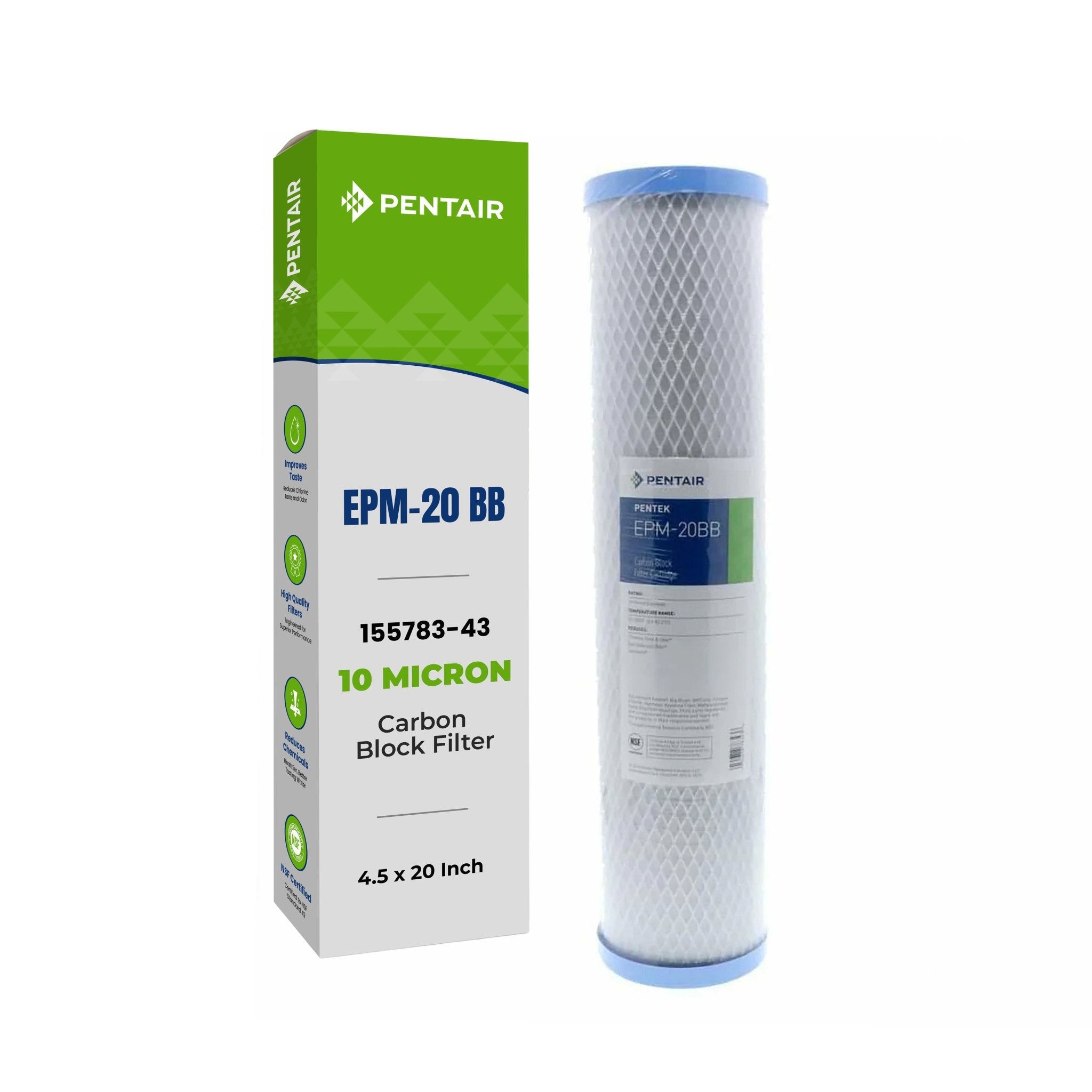 Pentair EPM - 20 BB Carbon Briquette Filter 10 Mic 4.5" x 20" 155783 - 43 155783-43 - ESP Water
