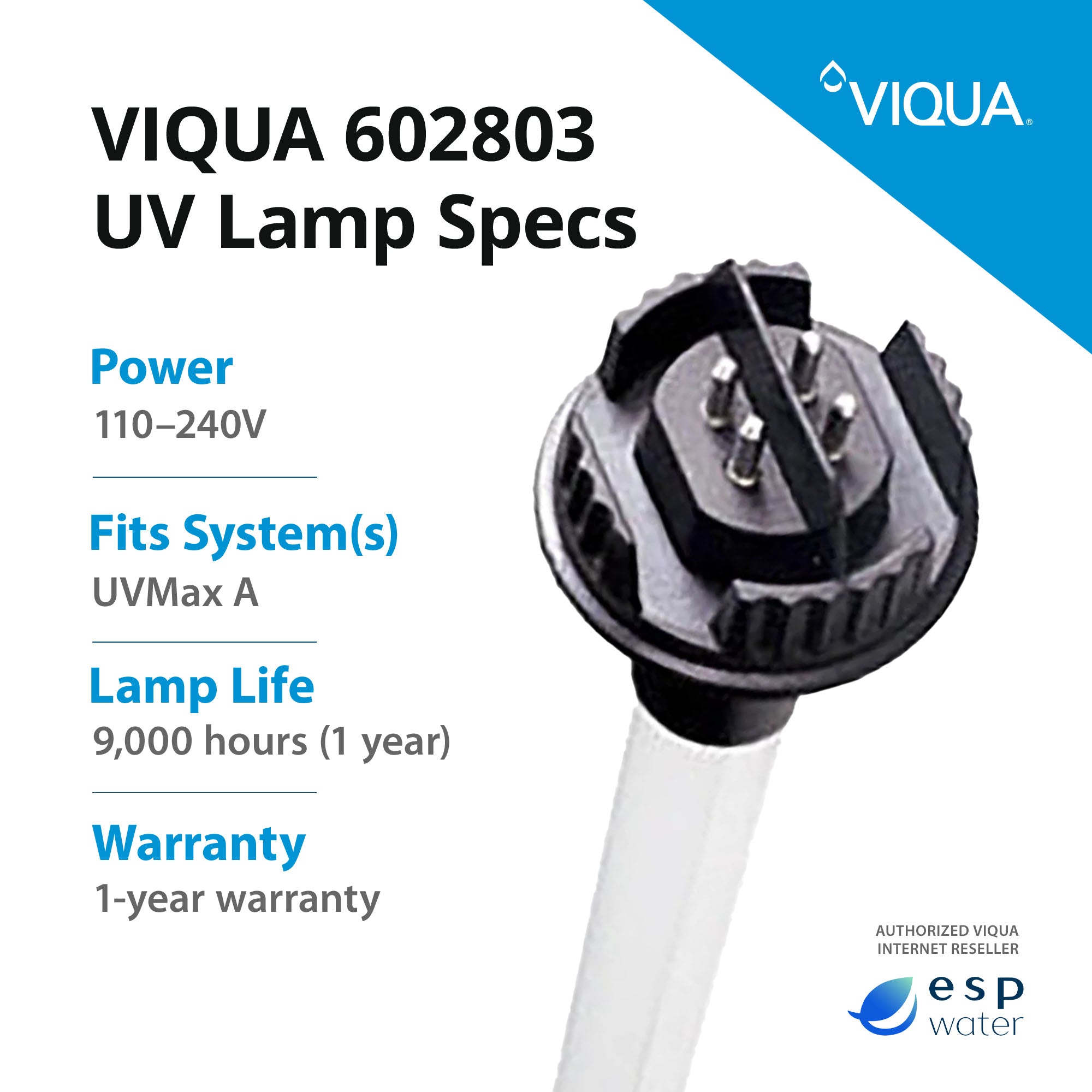 VIQUA UVMAX UV Lamp for A Model UV Systems (602803) – ESP Water