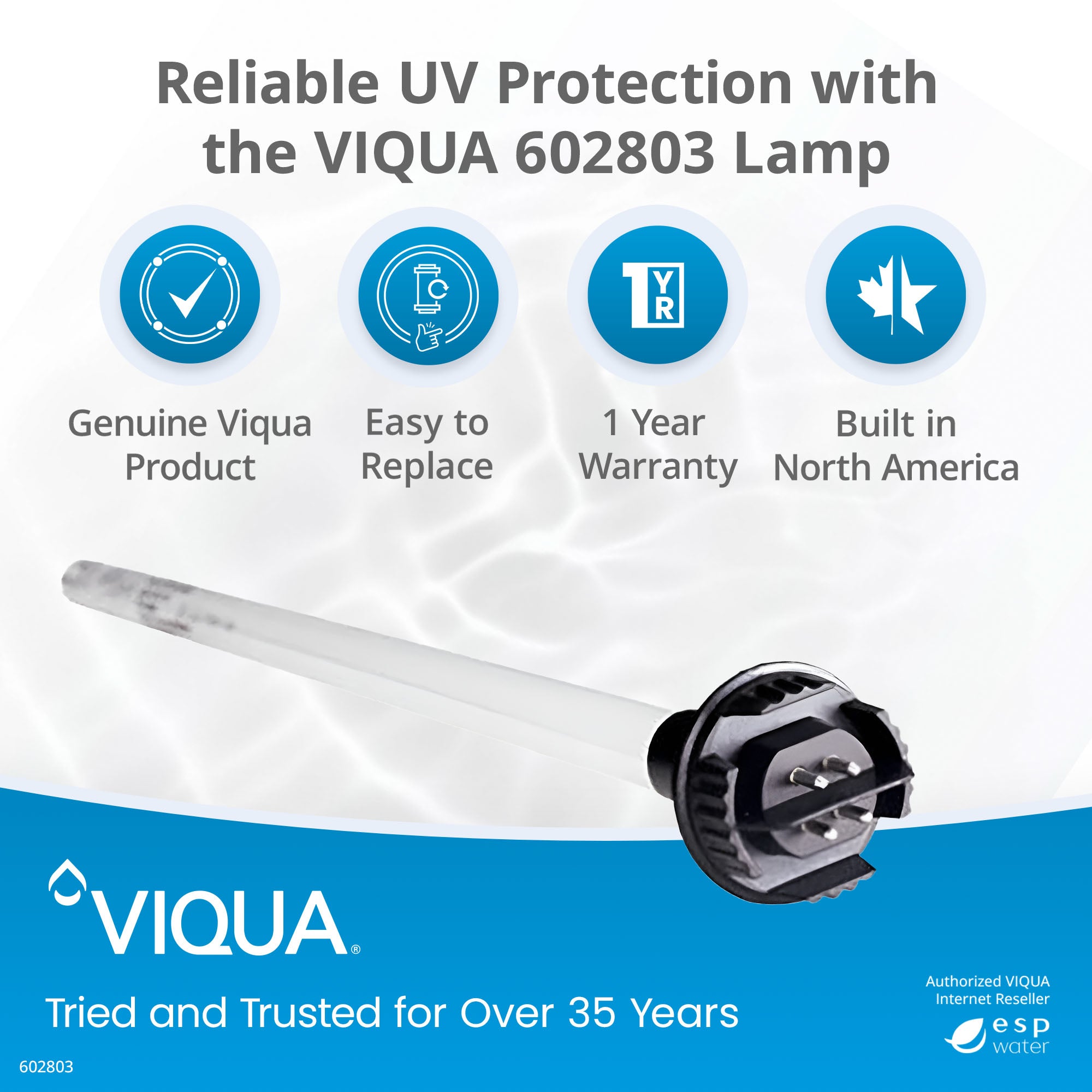 VIQUA 602804 UV Lamp for B, B4, B4 - V UV Systems 602804 - ESP Water