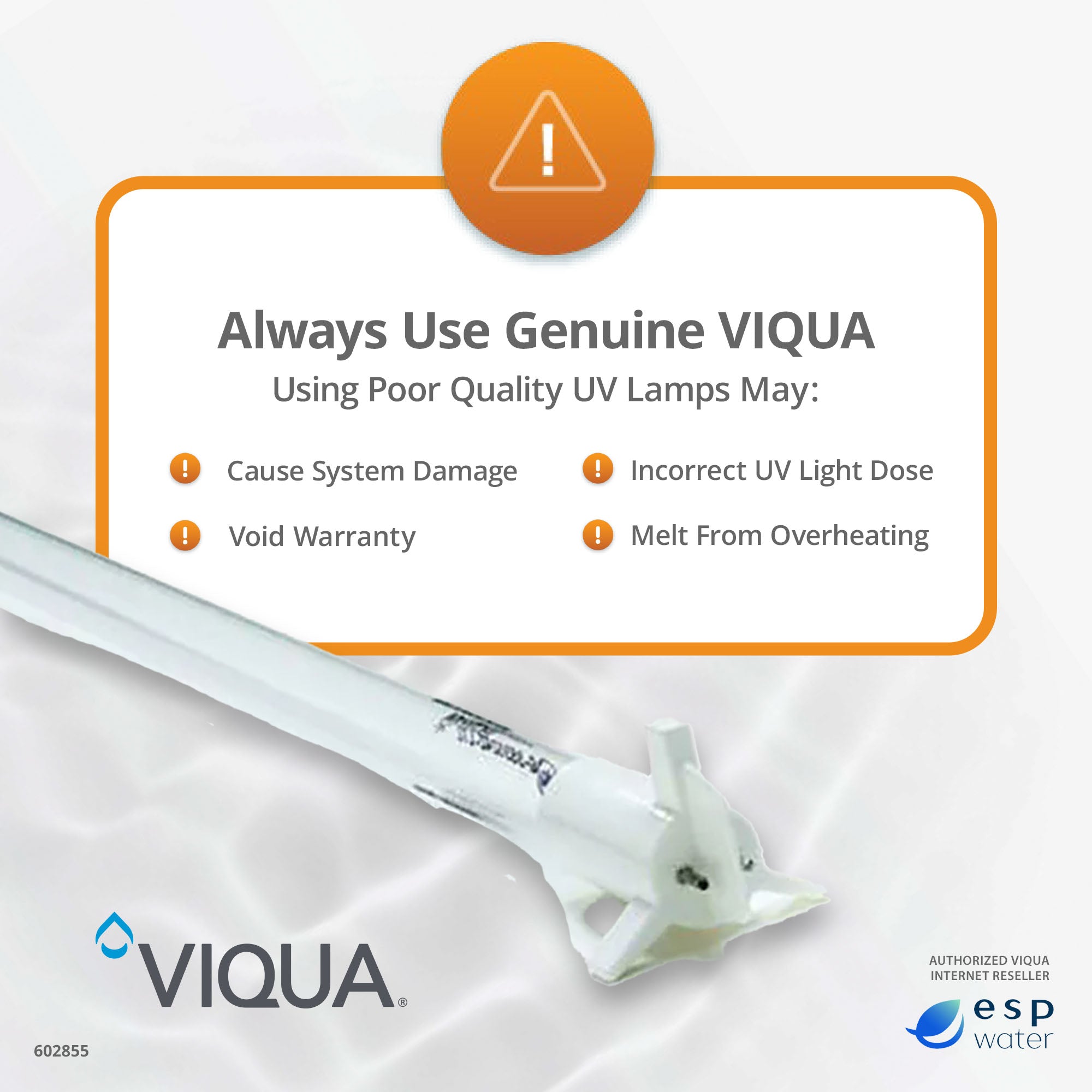 VIQUA 602855 UV Lamp for PRO20, H, H+ UV Systems - ESP Water 