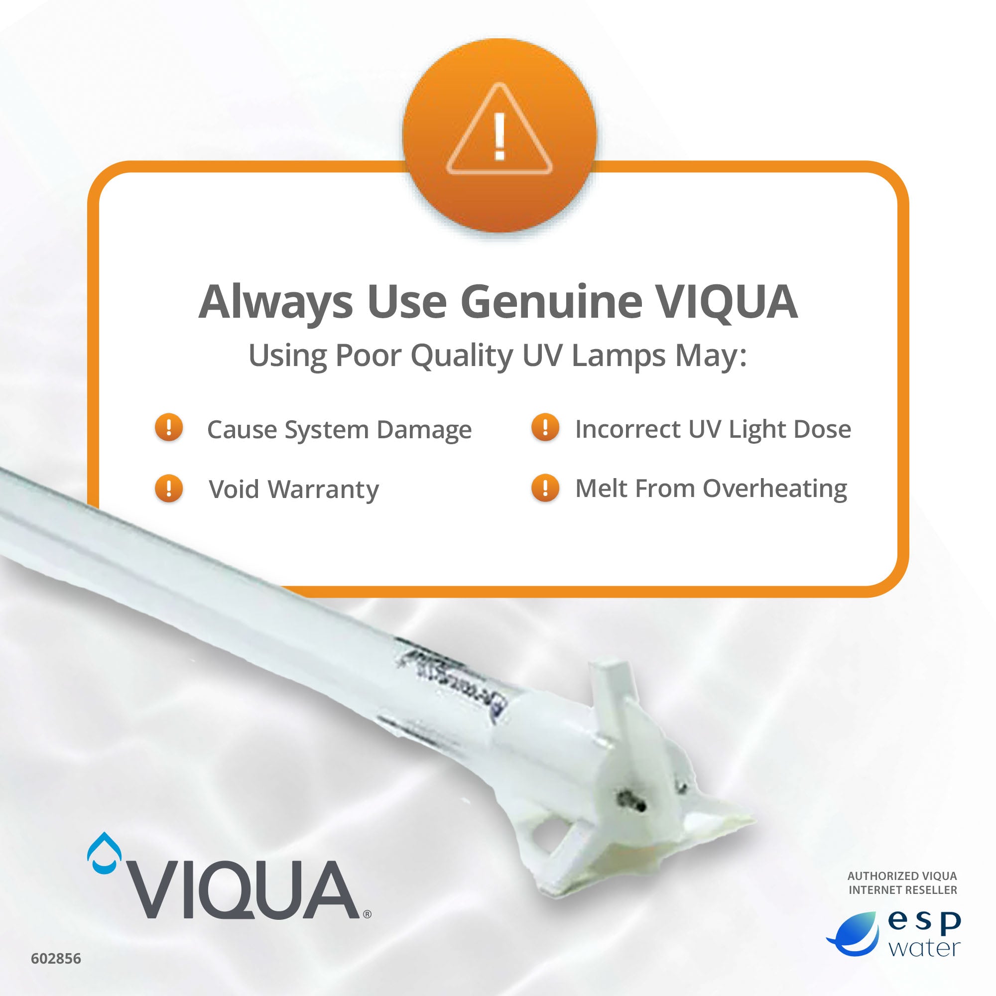 VIQUA 602856 UV Lamp for PRO30, PRO50, J, J+, K, K+, S80 - ESP Water 