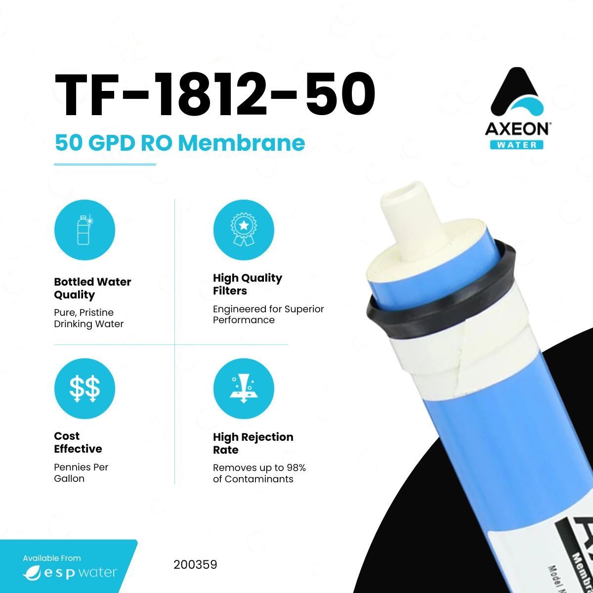 AXEON TF - 1812 - 50 Reverse Osmosis Membrane 50 GPD 200359 200359 - ESP Water