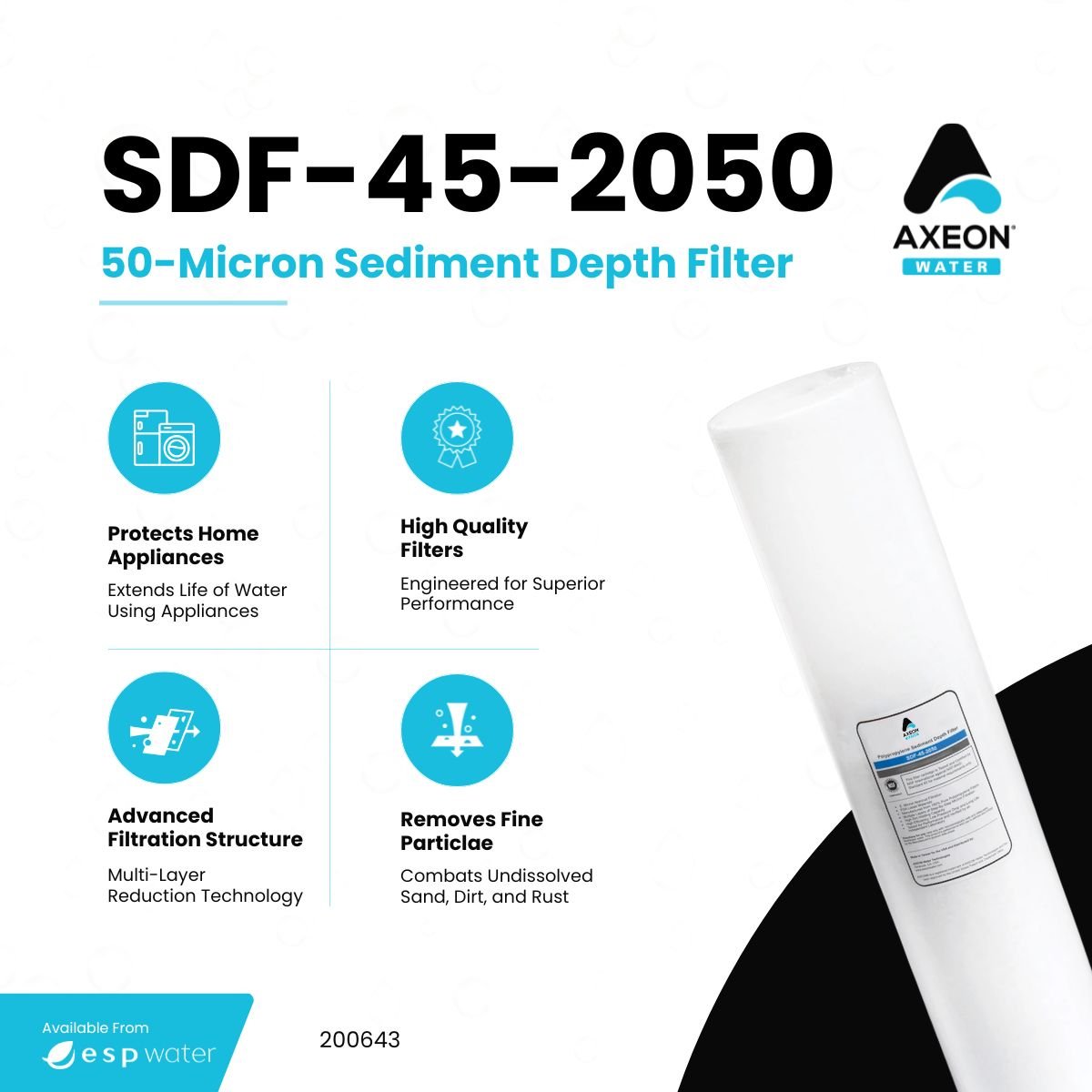 AXEON SDF - 45 - 2050 Sediment Filter 4.5" x 20" 50 Mic 200643 200643 - ESP Water