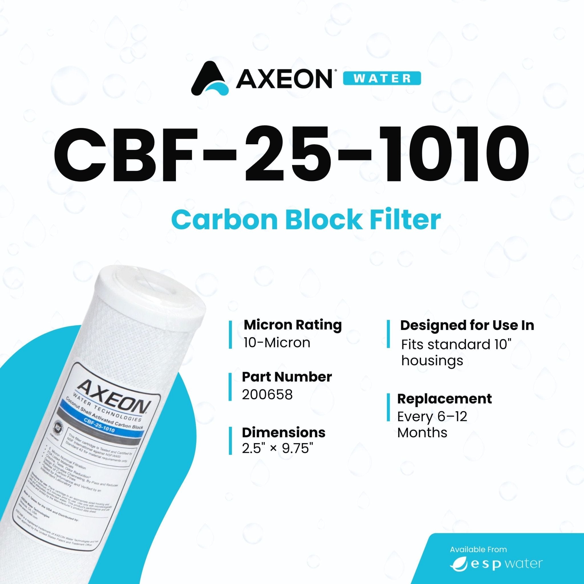 AXEON CBF - 25 - 1010 Carbon Block Filter 10 Microns, 200658 200658 - ESP Water