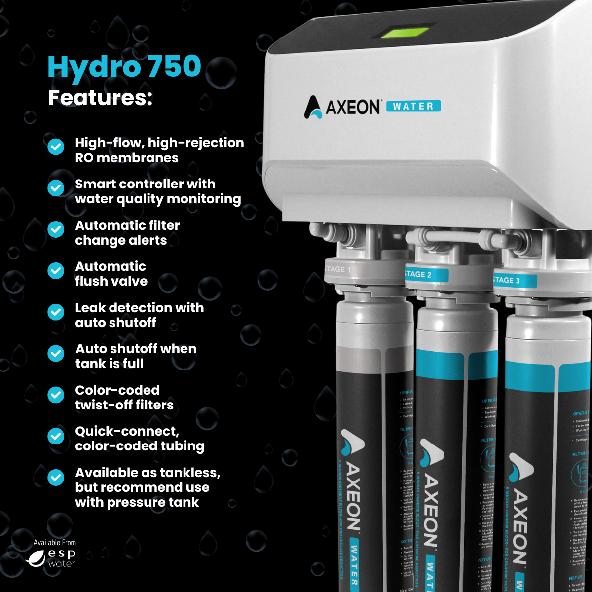 AXEON HYDRO 750 Reverse Osmosis System 750 GPD - ESP Water 