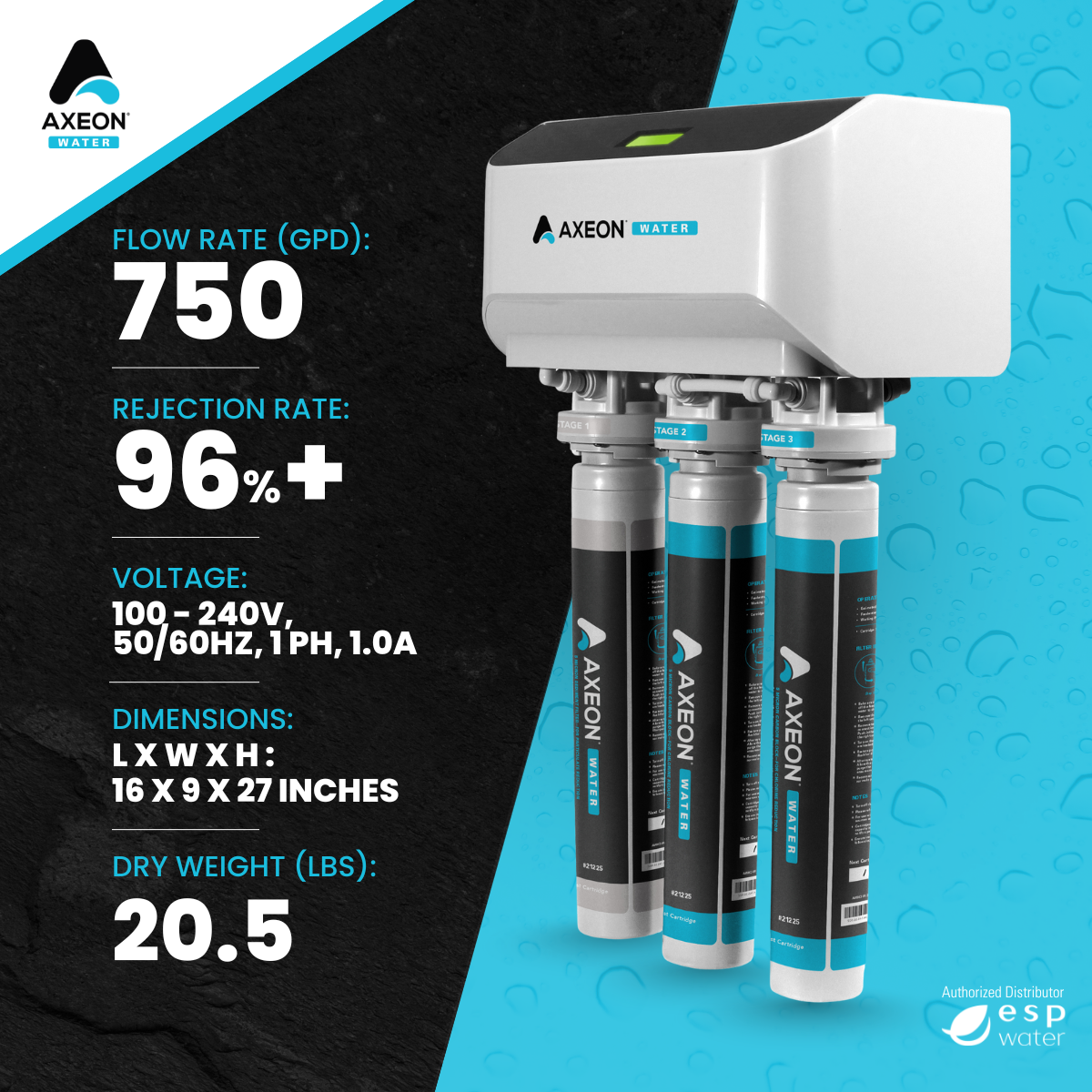 AXEON HYDRO 750 Reverse Osmosis System 750 GPD - ESP Water 