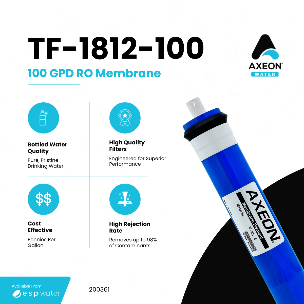 AXEON 200361 TF - 1812 - 100 Reverse Osmosis Membrane 100 GPD 200361 - ESP Water