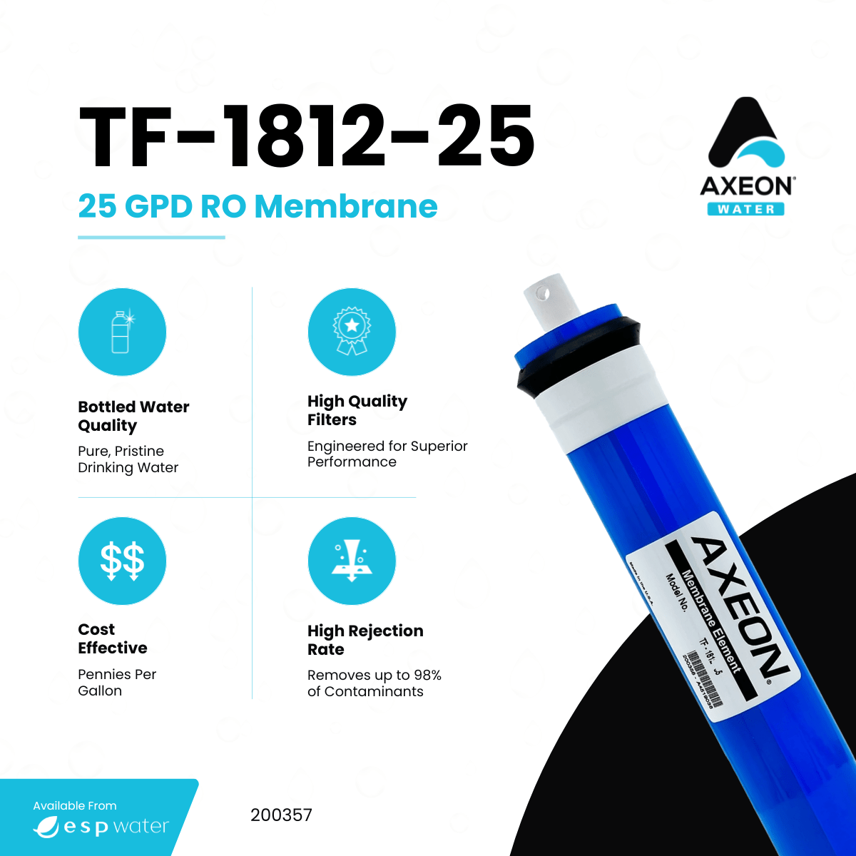 AXEON 200357 TF-1812-25 RO Membrane 25 GPD – ESP Water