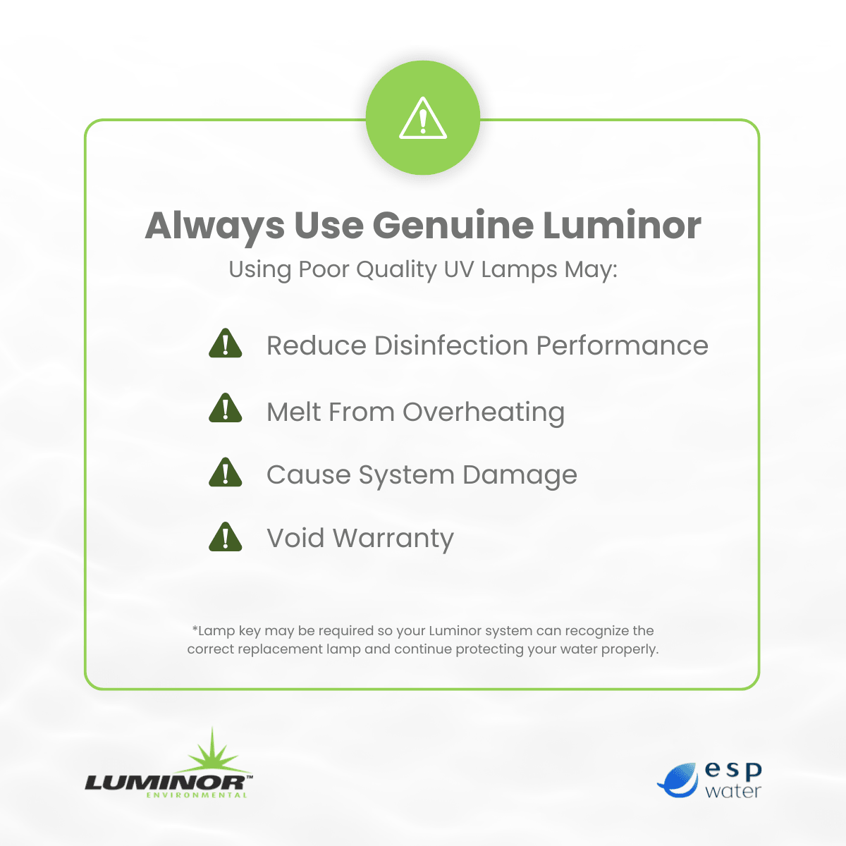Luminor RLQ - 950HO UV Lamp and Sleeve Kit for LBH4 - 401, LBH5 - 401, LBH6 - 401 RLQ-950HO - ESP Water