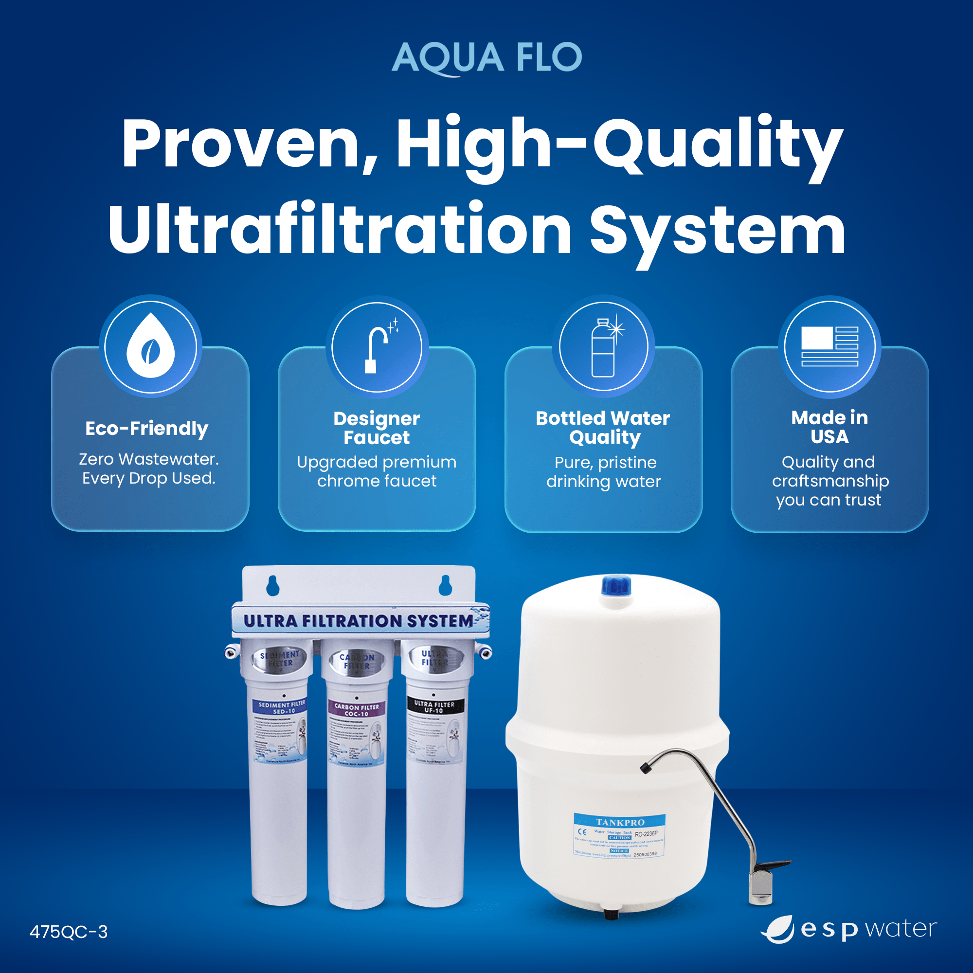 Aqua Flo 475QC - 3 Ultrafiltration Water Filter 3 - Stage System 20010201 20010201 - ESP Water