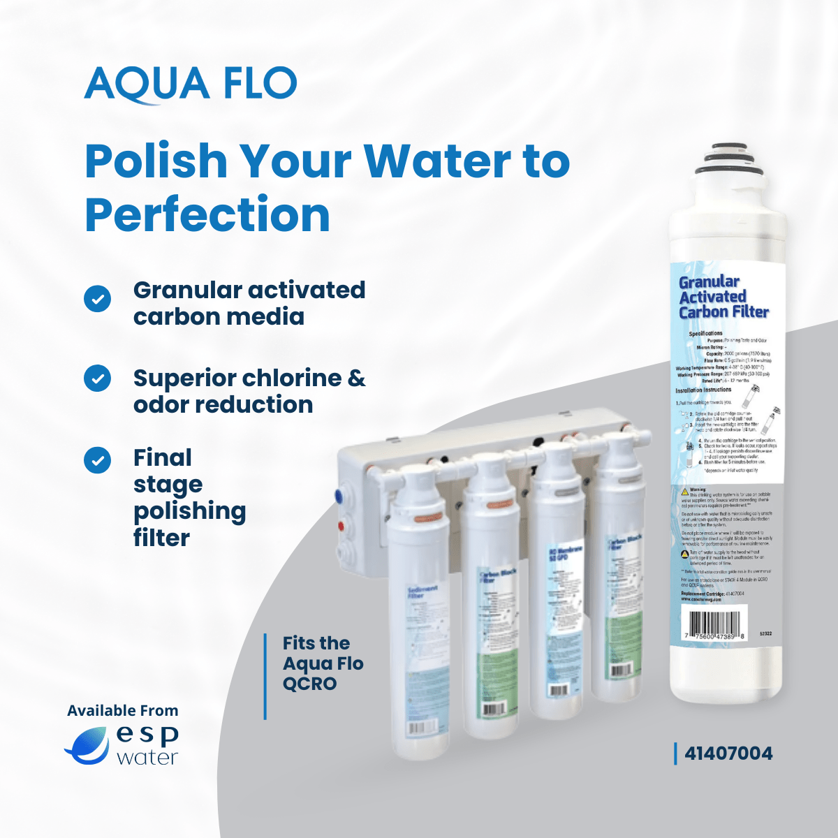Aqua Flo 41407004 GAC Carbon Filter Quick Change 41407004 - ESP Water