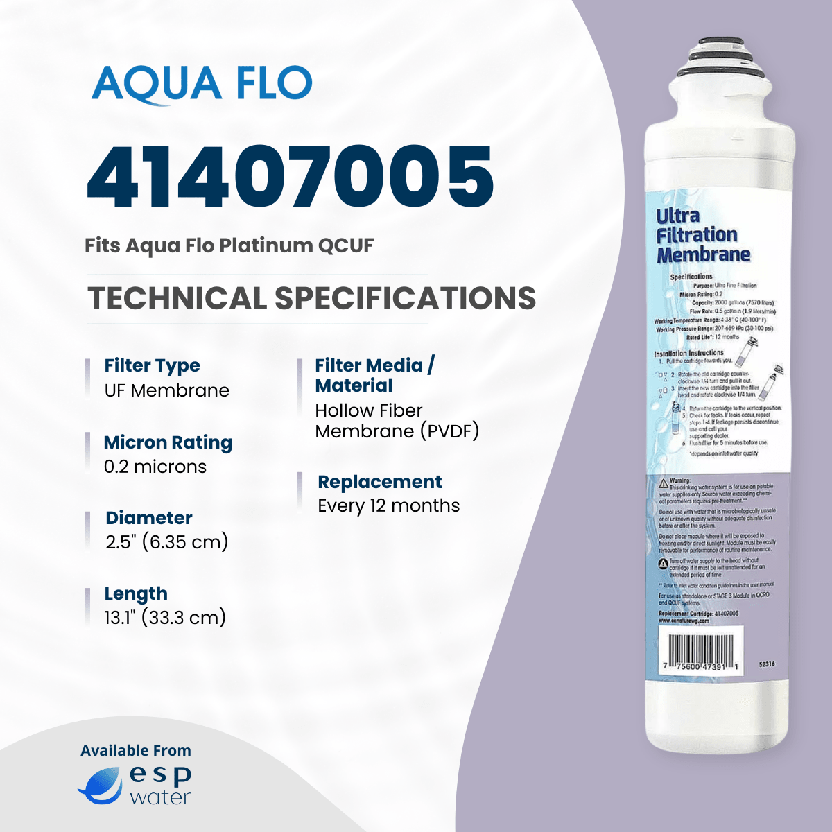 Aqua Flo Pura Replacement Membrane - Ultra Filtration & Eco Water
