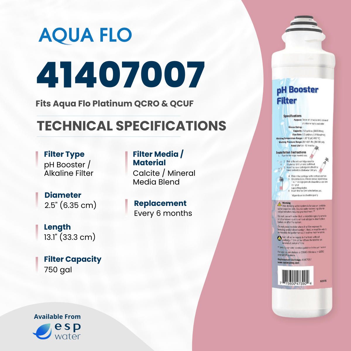 Aqua Flo 41407007 pH Booster Filter Quick Change 41407007 - ESP Water