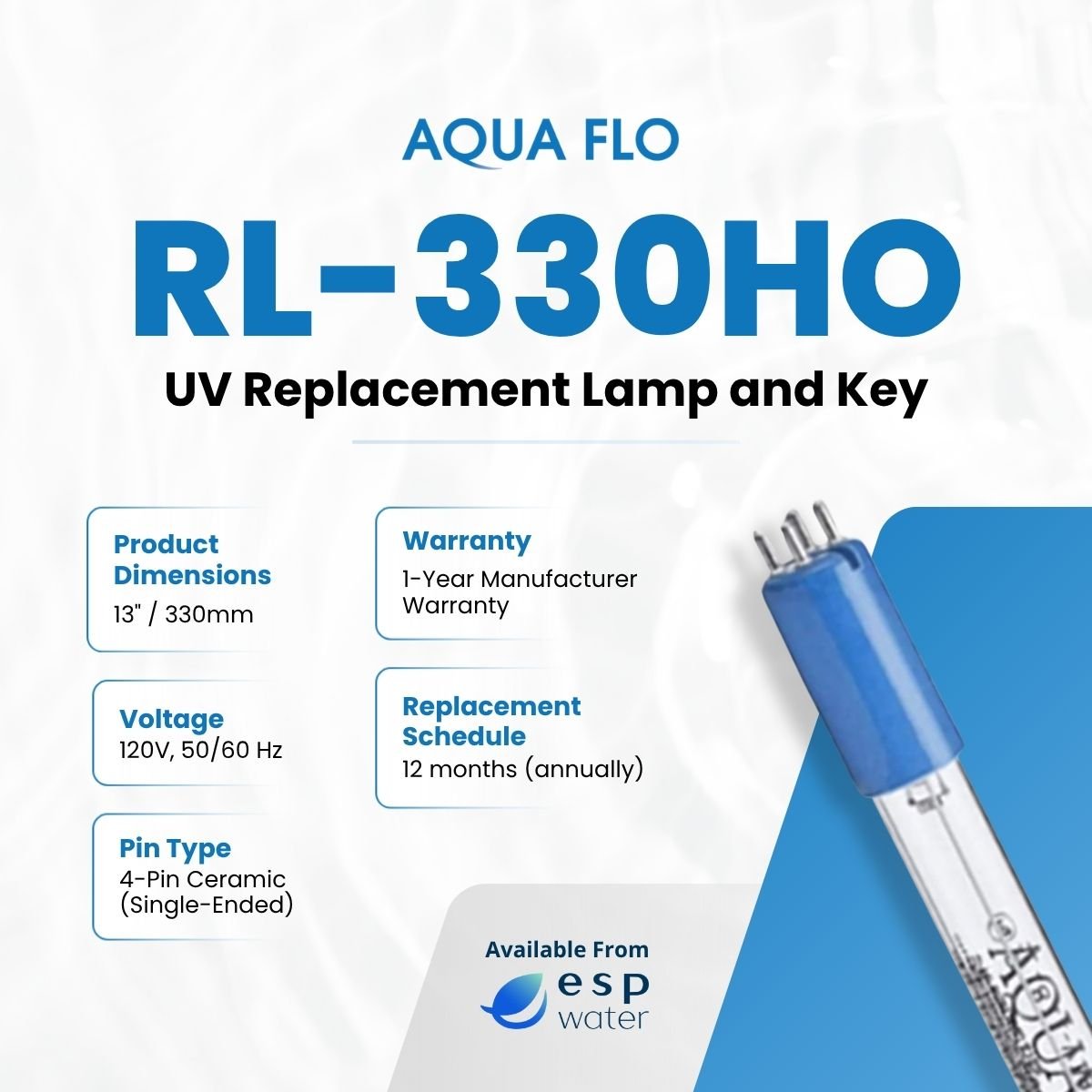 Aqua Flo 40040019 Genesis RL - 330HO UV Lamp 40040019 - ESP Water