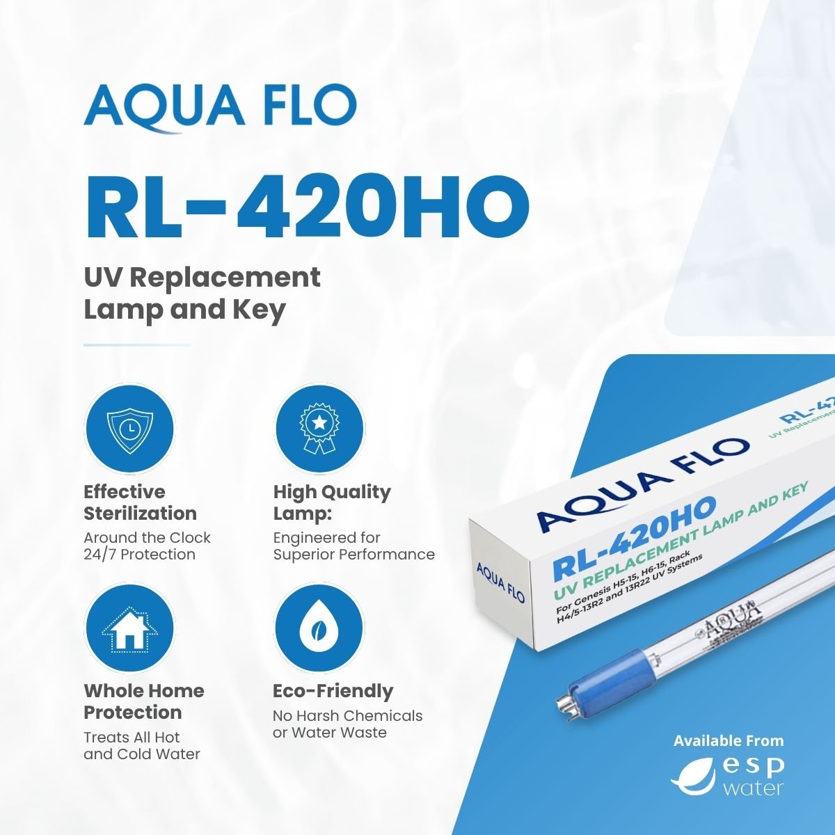 Aqua Flo Genesis RL - 420HO UV Lamp with Key 40040020, Fits Genesis GEN H5 - 15 40040020 - ESP Water