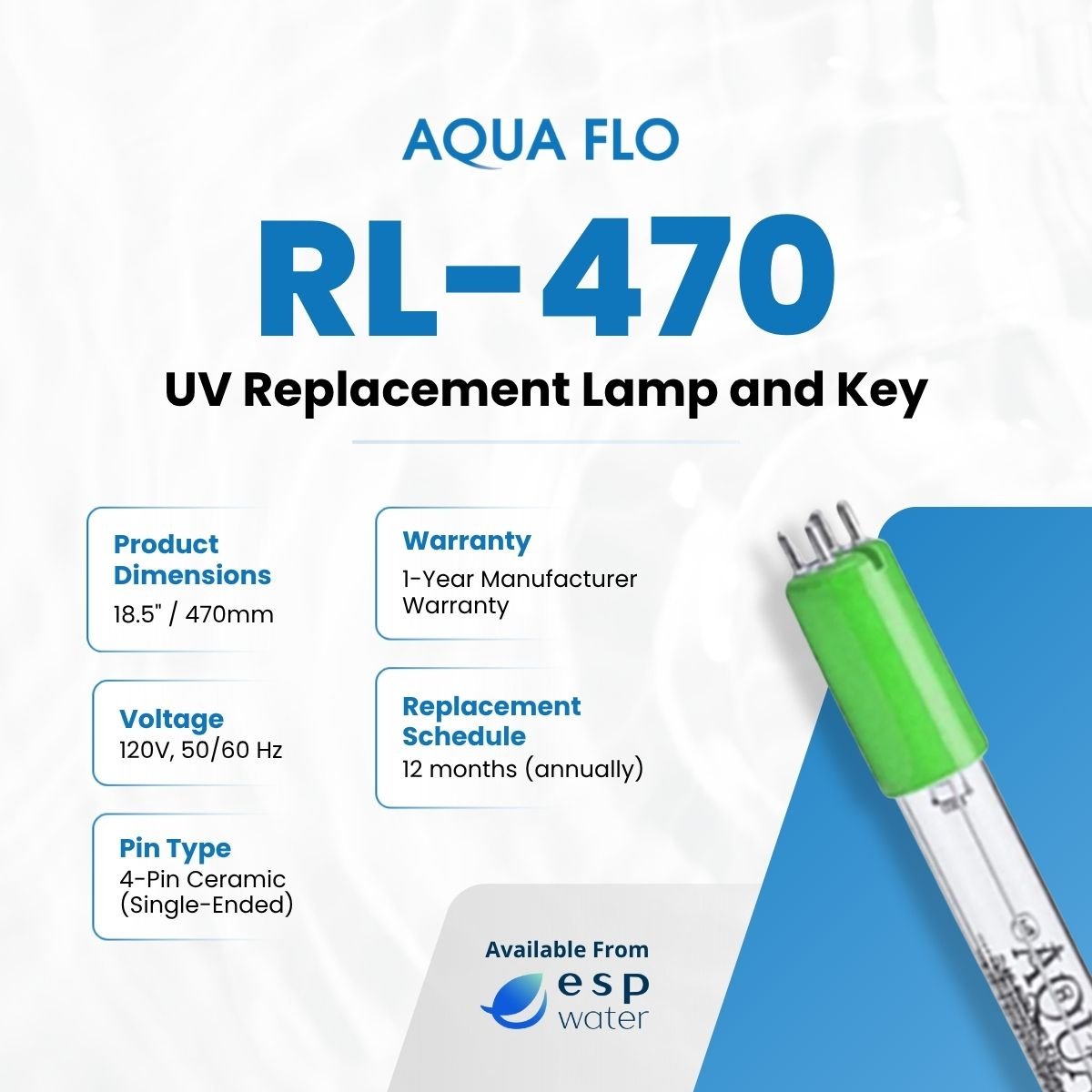 Aqua Flo 40040014 Genesis RL - 470 UV Lamp 40040014 - ESP Water