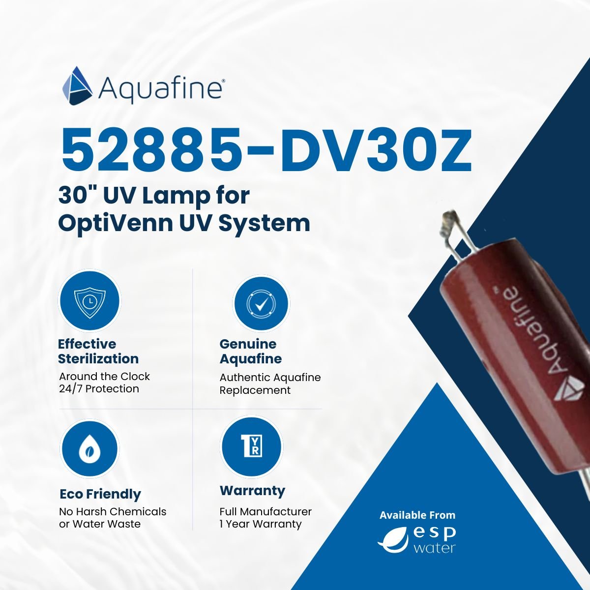 Aquafine 52885 - DV30Z UV Lamp 30 - Inch 254nm Validated for OptiVenn UV System 52885-DV30Z - ESP Water