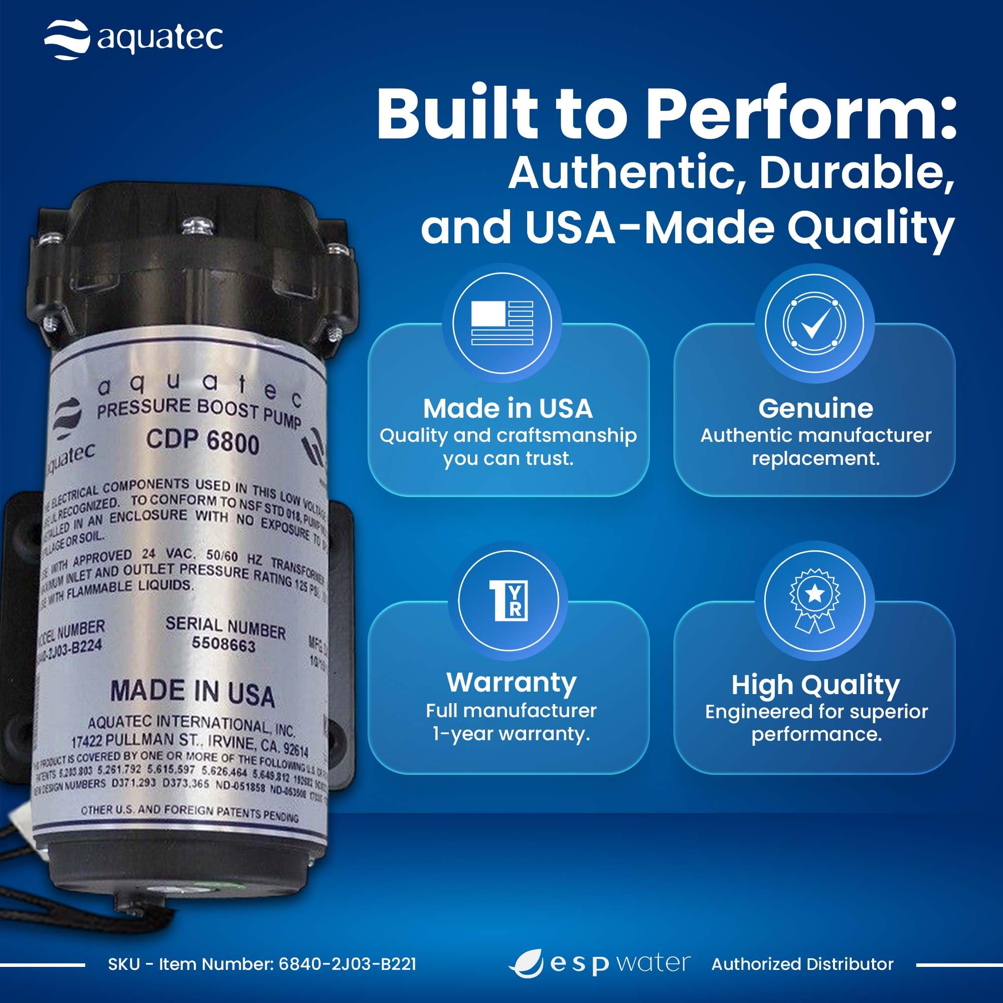 Aquatec 6800 RO Booster Pump Kit Built to Perform