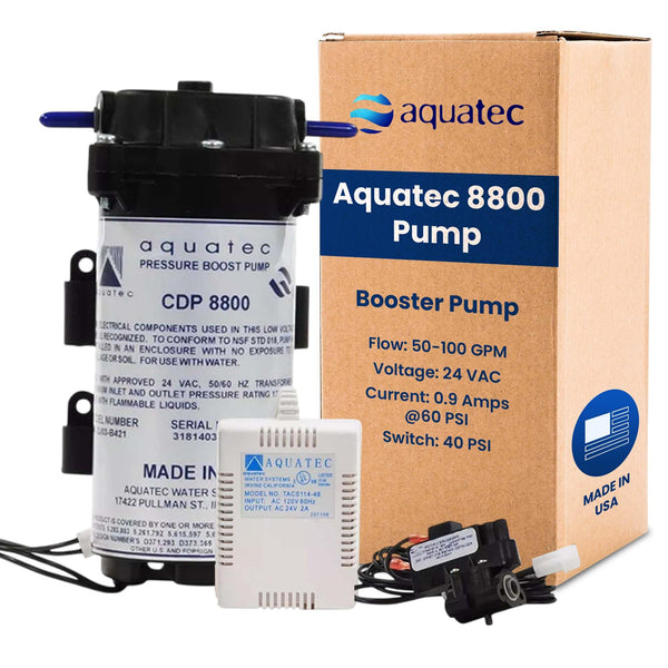 ac booster box Aquatec 8800 Booster Pump, 1/4-Inch Fittings, 50-100 Gpd, 8841-2j03-b424
