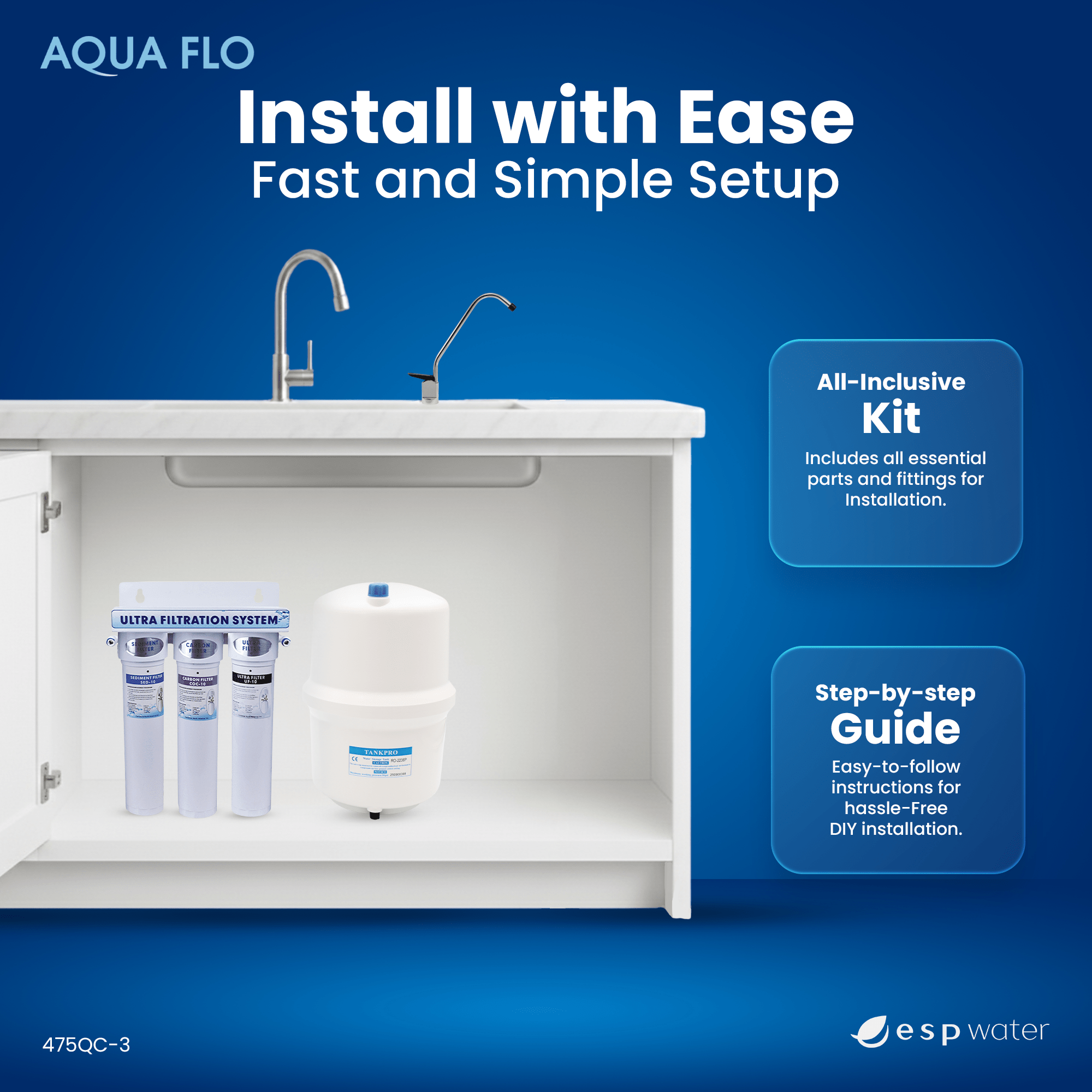 Aqua Flo 475QC - 3 Ultrafiltration Water Filter 3 - Stage System 20010201 20010201 - ESP Water