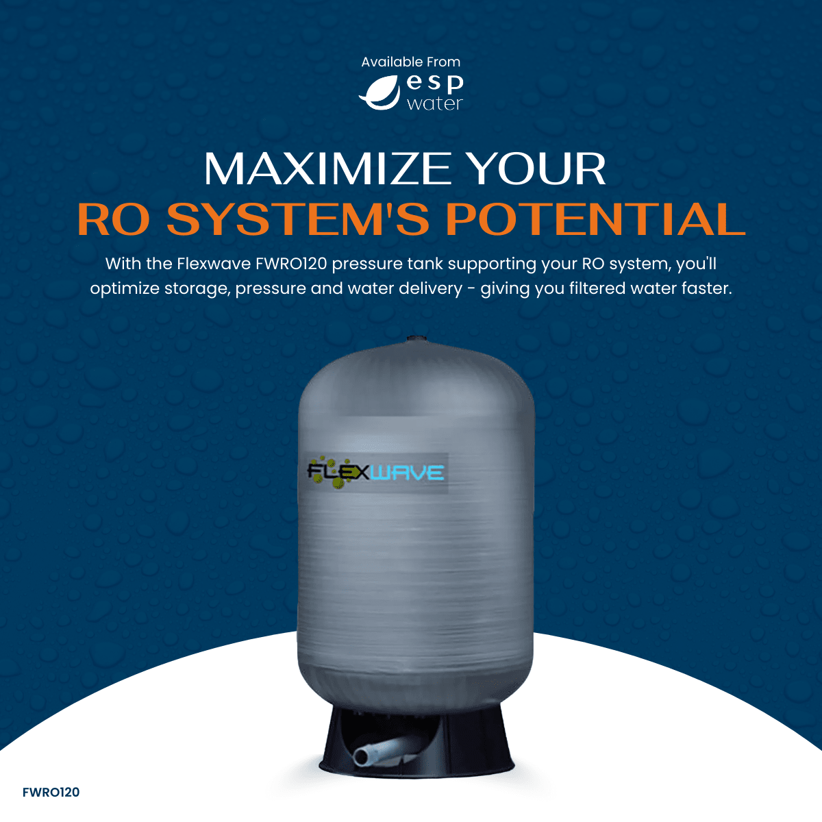 Flexwave Composite FWRO120 RO Pressure Tank 120 Gal 1 - 1/4" NPT FWRO120 - ESP Water