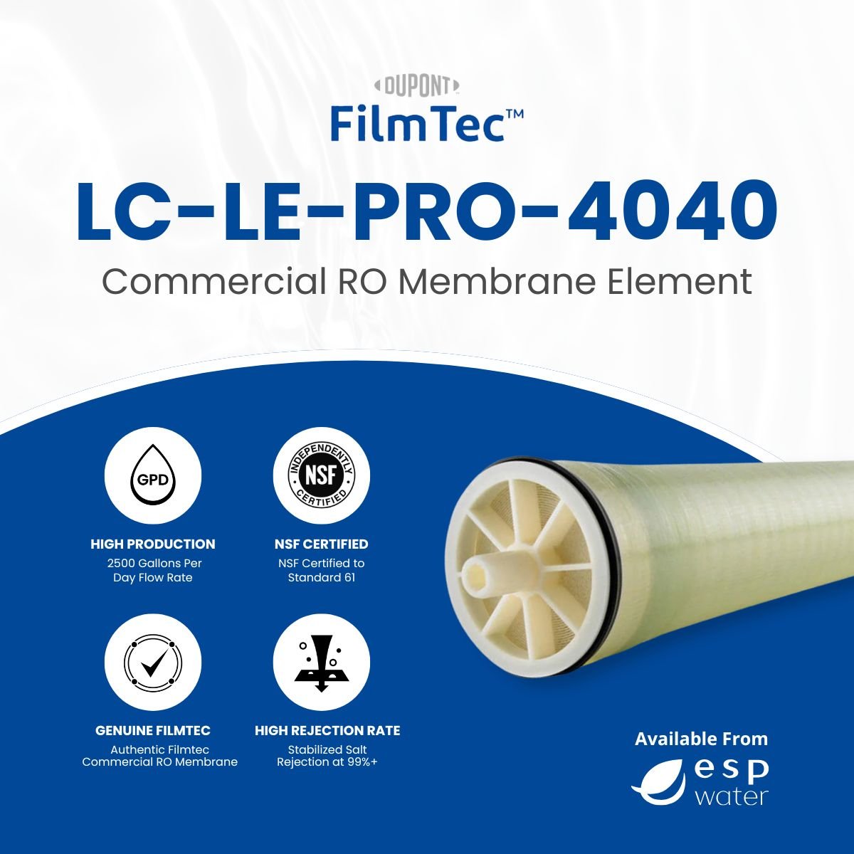 FIlmTec LC LE PRO - 4040 RO Membrane Brackish 2500 GPD 4"x40" LC-LE-PRO-4040 - ESP Water