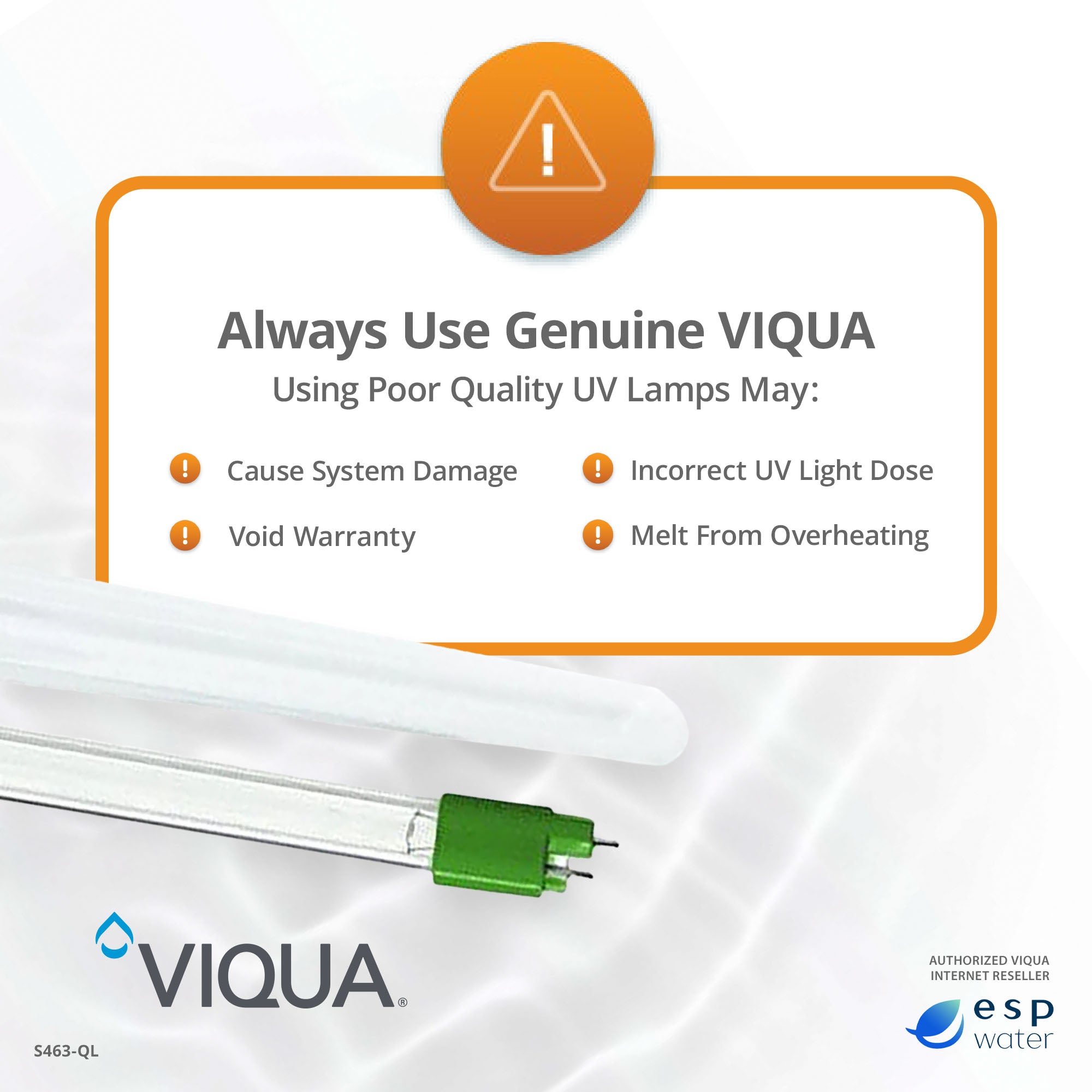 VIQUA S463-QL UV Lamp and Sleeve Kit for S5Q-PA and SSM-24 - ESP Water 