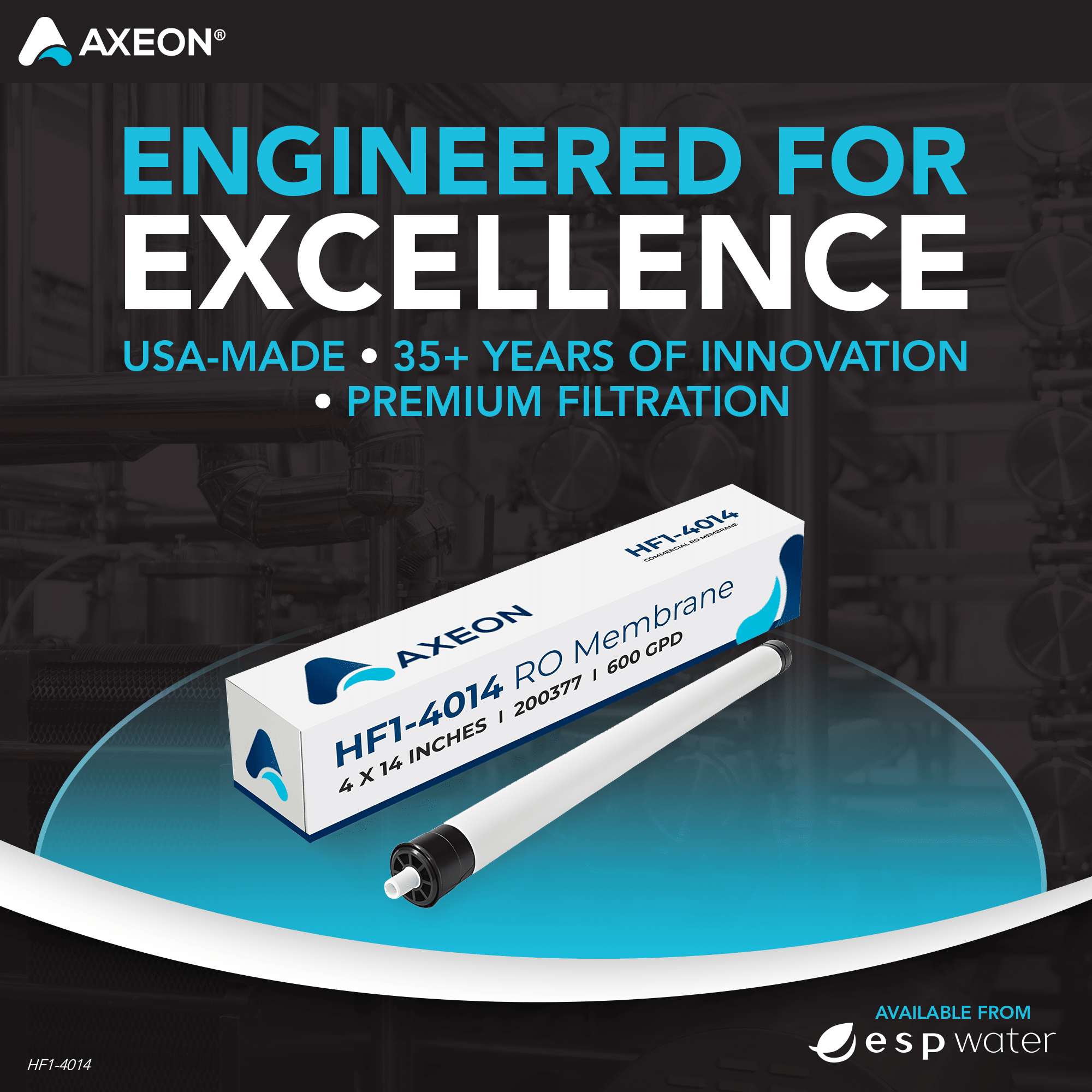 AXEON HF1 - 4014 RO Membrane 150 PSI 600 GPD 200377 200377 - ESP Water