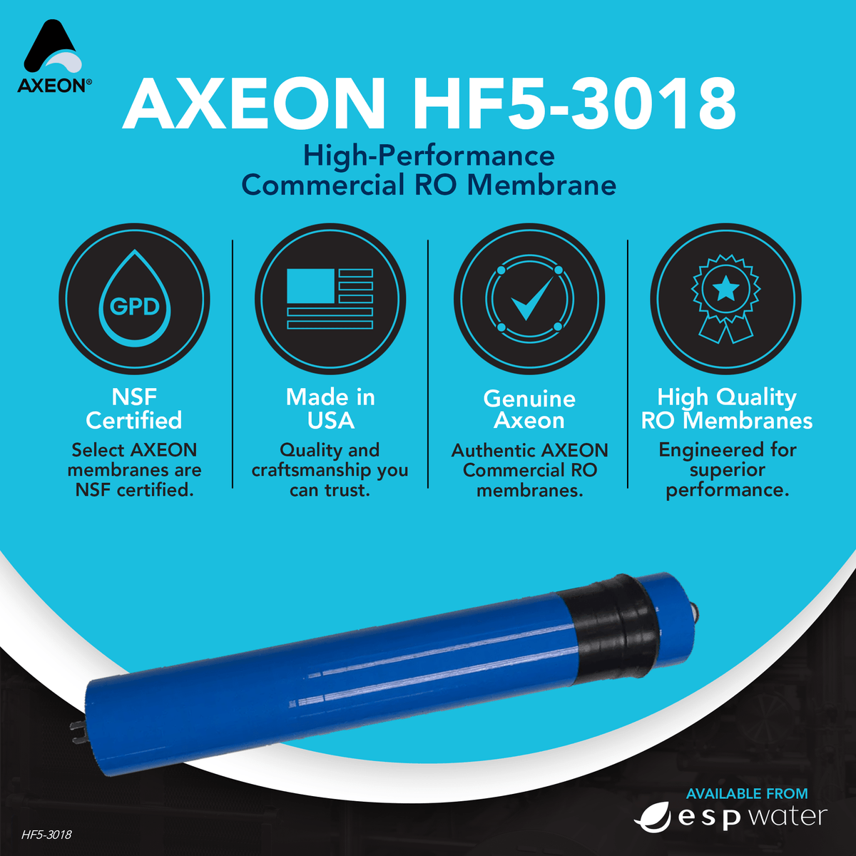 ファンデーション Ra AXEON HF5-3018 Series RO Membrane for Commercial Water Treatment