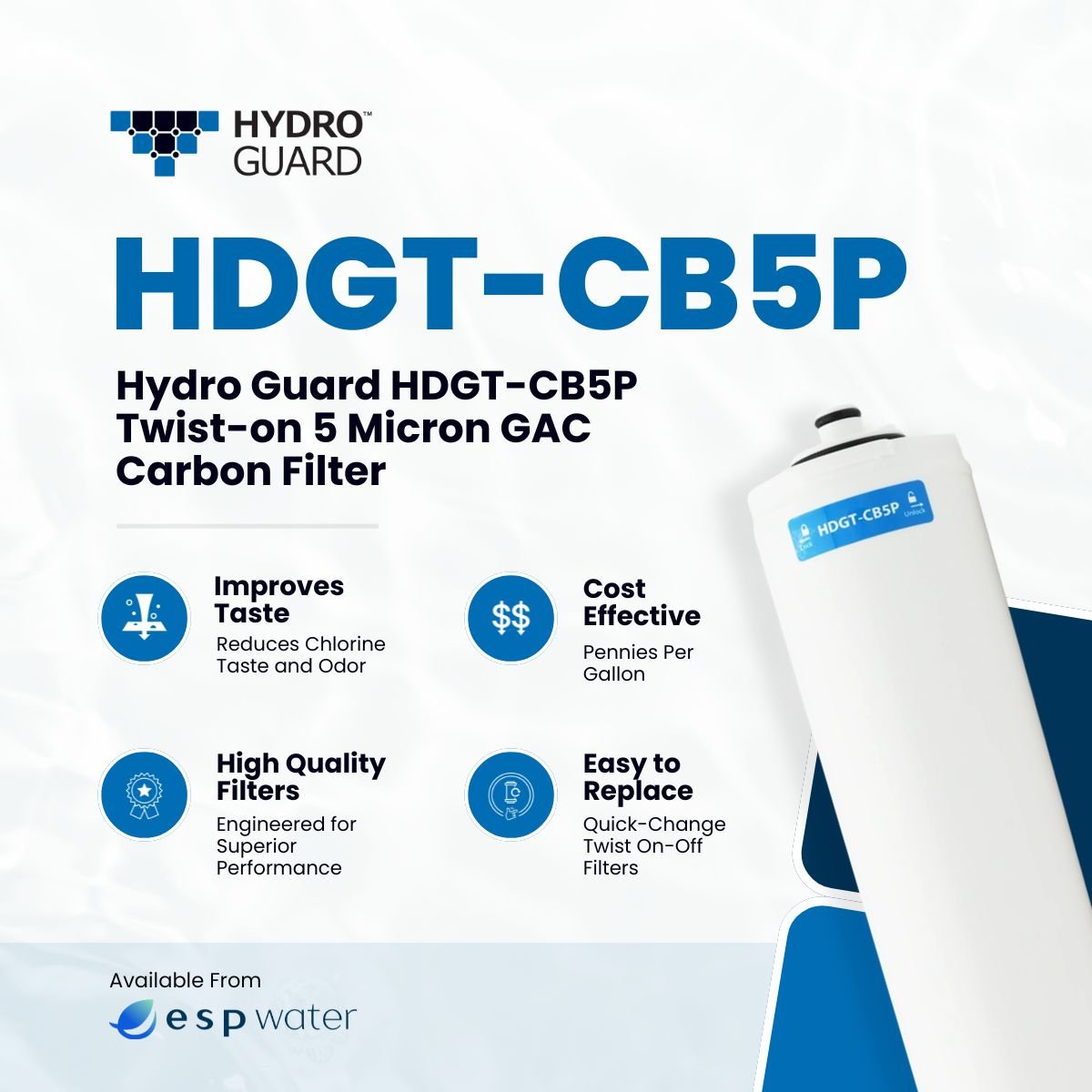 Hydro Guard HDGT - CB5P Twist GAC Carbon Filter HDGT-CB5P - ESP Water