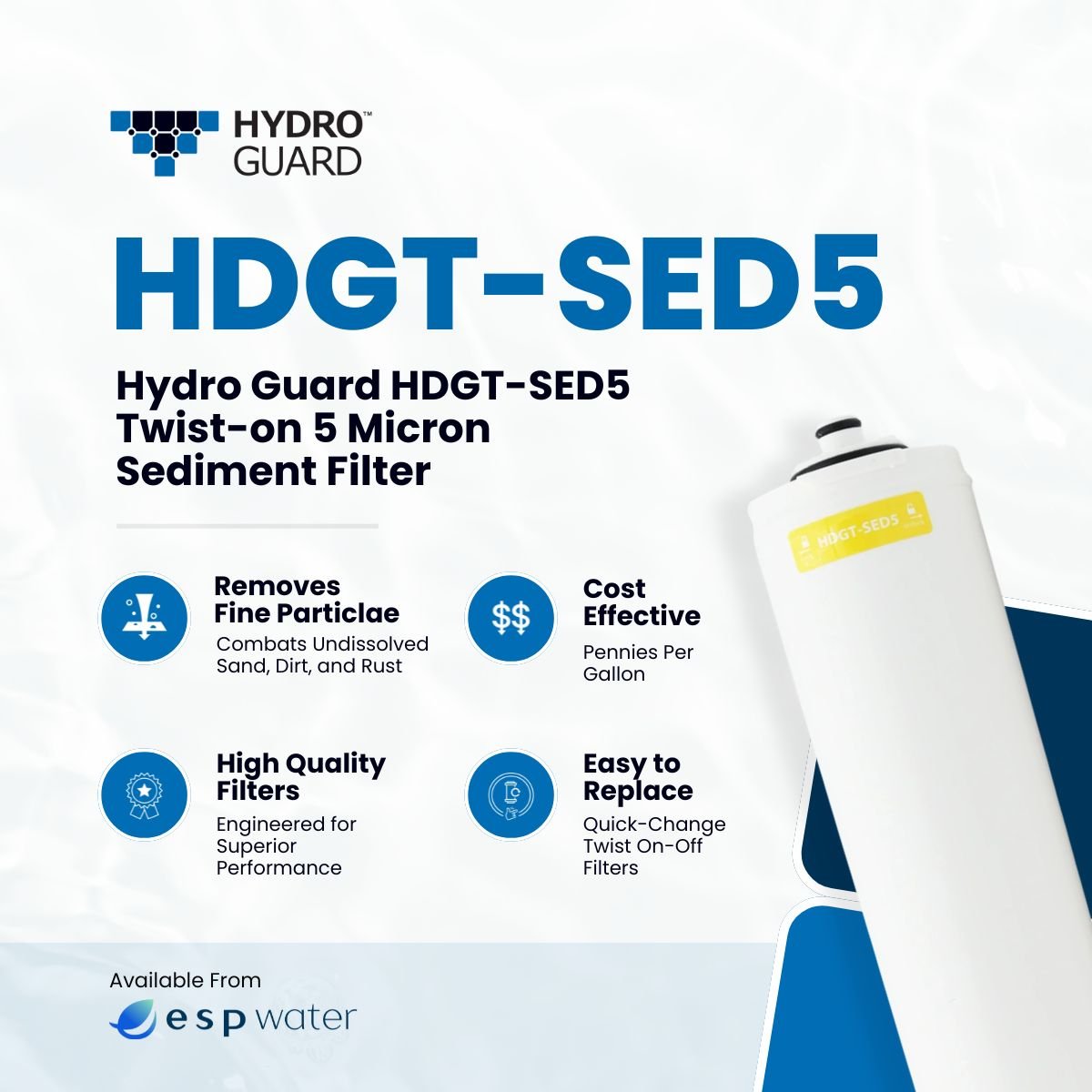 Hydro Guard HDGT - SED5 Twist Sediment Filter 5 Micron HDGT-SED5 - ESP Water