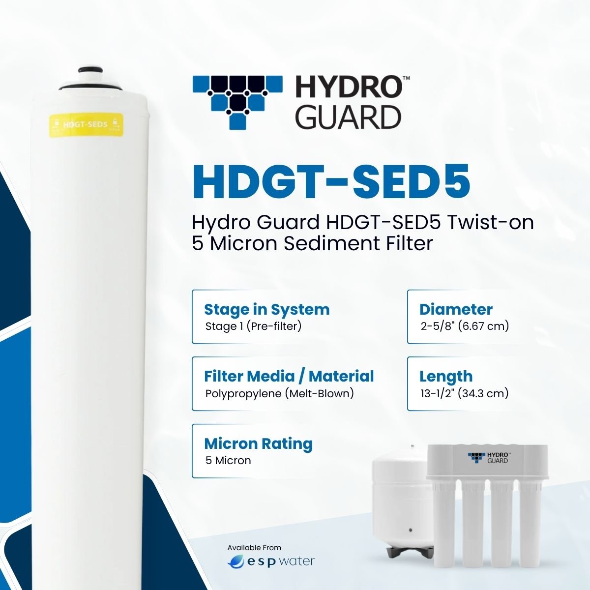 Hydro Guard HDGT - SED5 Twist Sediment Filter 5 Micron HDGT-SED5 - ESP Water